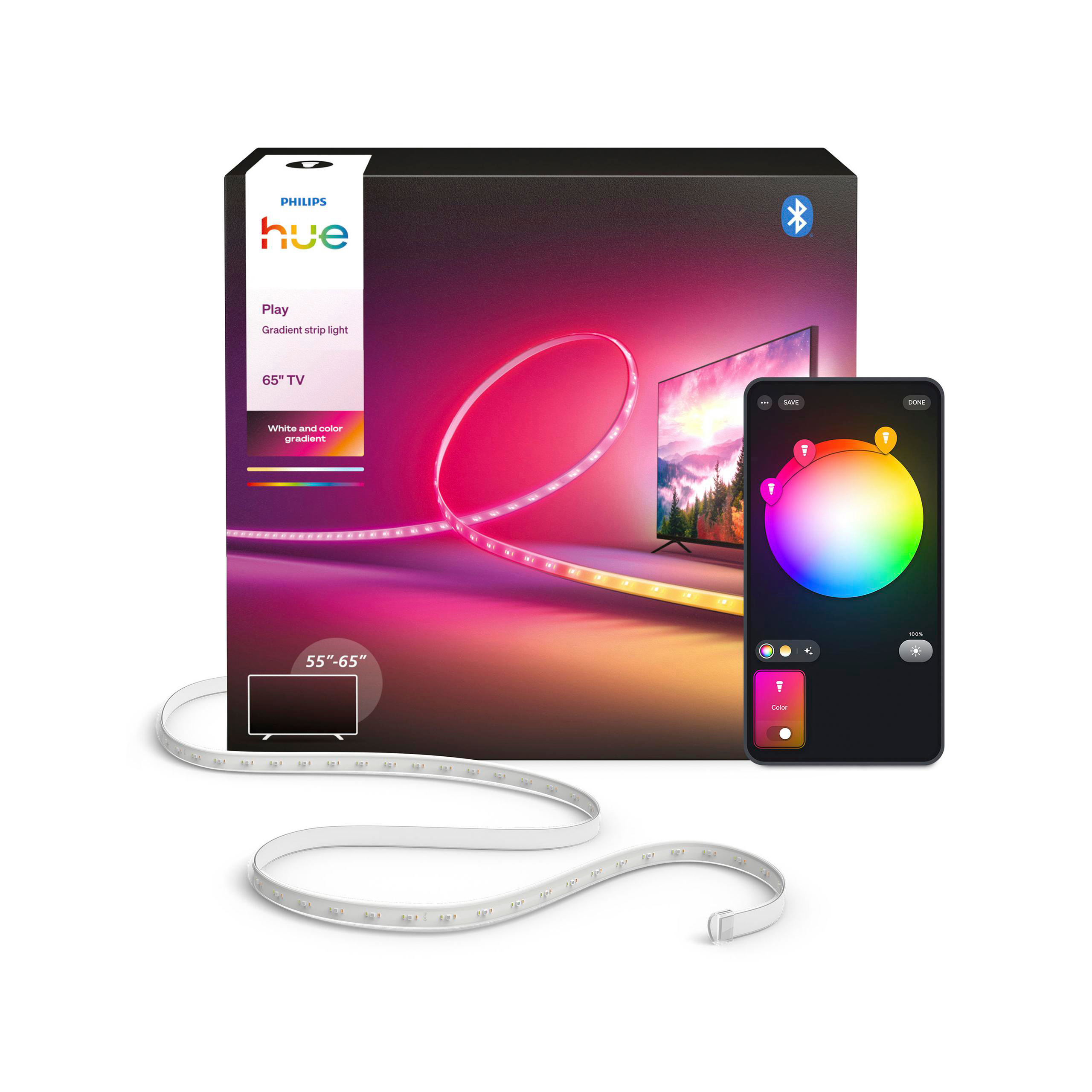 PHILIPS Hue Play Gradient Lightstrip für 65 Zoll TV, White & Color ...
