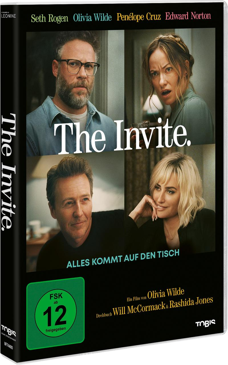 DVD-Cover von The Invite mit vier Hauptdarstellern und einem FSK-12-Altersfreigabestempel.