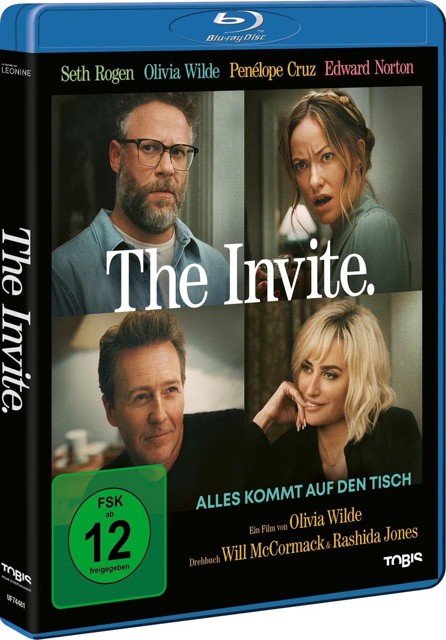 Blu-ray-Hülle des Films The Invite mit vier Hauptdarstellern in den Quadranten.