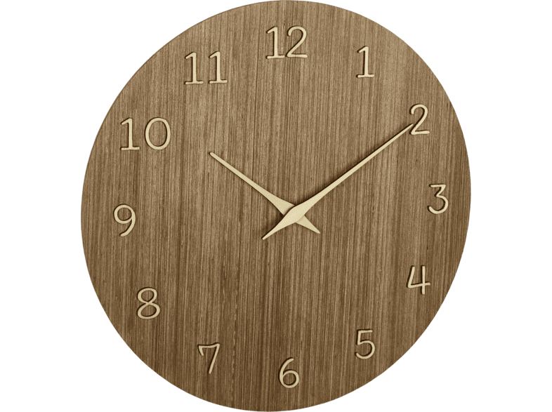 TFA Analoge Wanduhr aus Holz, Dunkel; Quarzuhr