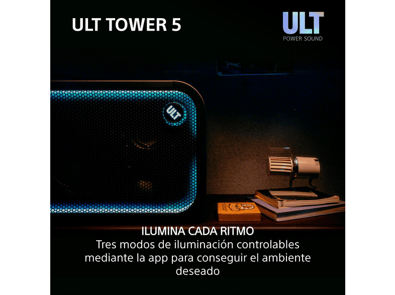 Altavoz de gran potencia - Sony ULT TOWER 5 Bluetooth Portátil 300W para Fiestas, Graves Profundos, Luces, XLR, Auracast, 20h, Negro, ULT500 – imagen 3
