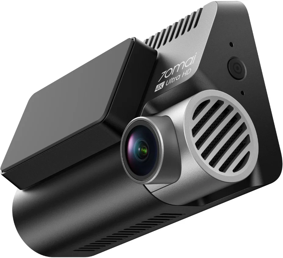 Fekete 70mai 4K Ultra HD fedélzeti kamera kerek lencsével és szellőzőráccsal.