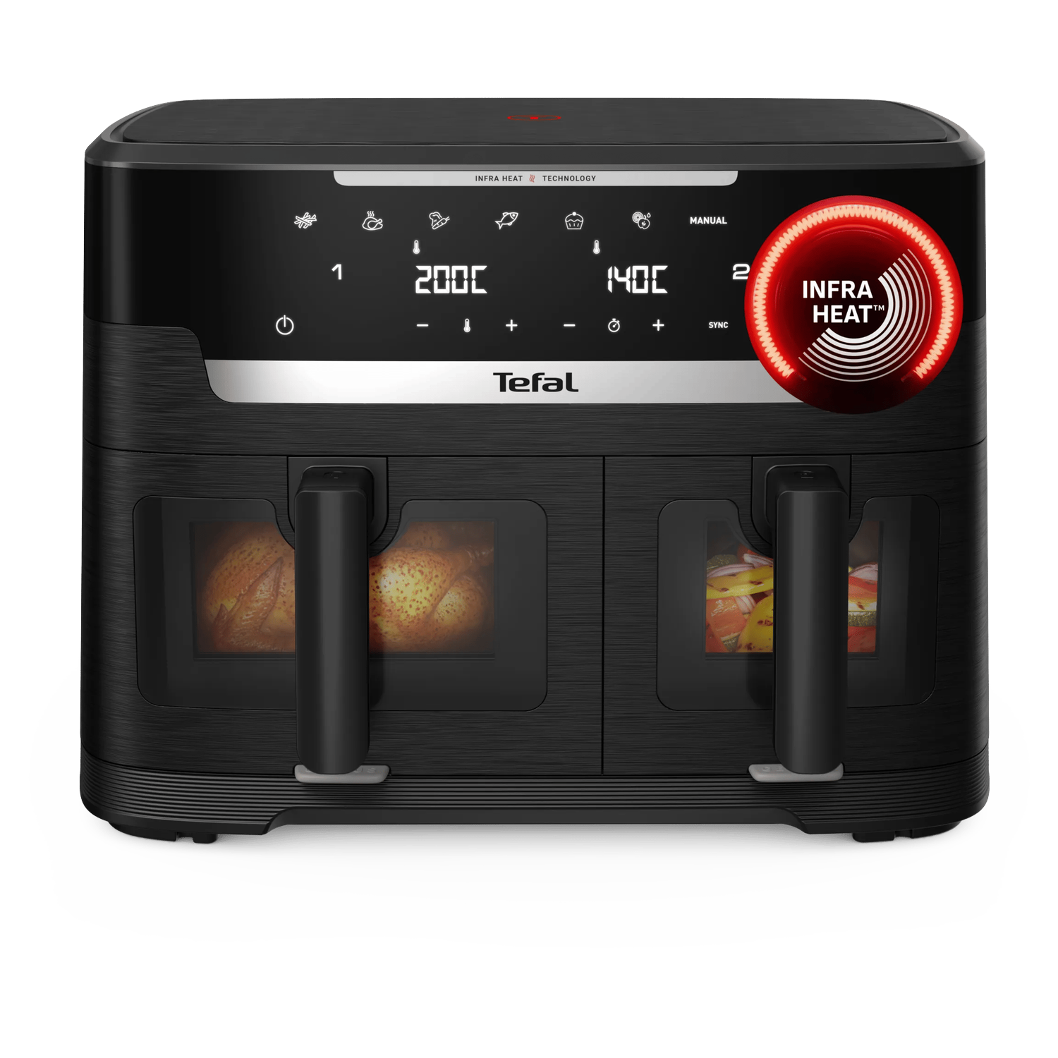 Tefal Ever Fry Xxl Dual Ey9478 - Heteluchtfriteuse Zwart 15 Kg 2700 W Aantal Frituurmanden: 2