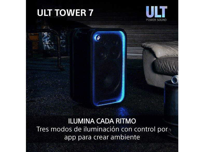 Altavoz de gran potencia - Sony ULT TOWER 7 Bluetooth 420W para Fiestas, 360° Party sound, Graves Profundos, Luces, XLR DJ, Auracast, 30h, ULT700 – imagen 3