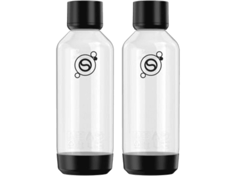 Botella para máquina gasificadora - SodaStream Pack 2 botellas, 1 l, Negro