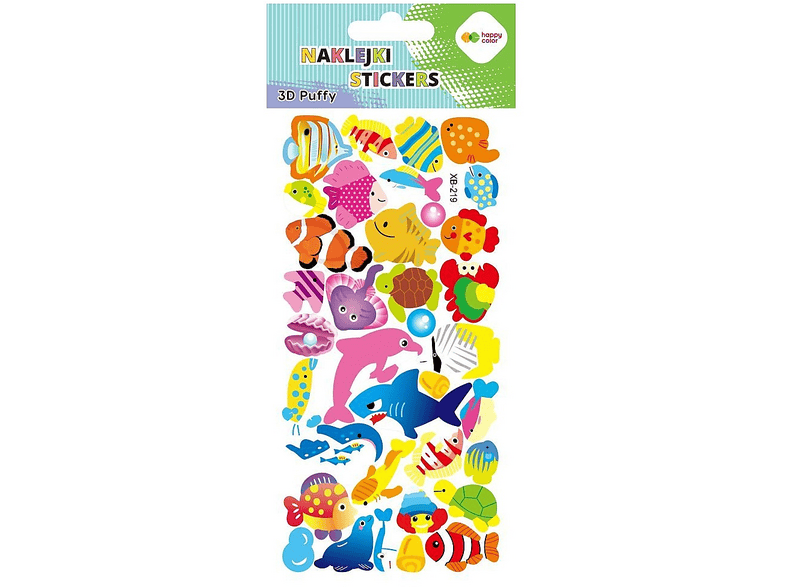Naklejki HAPPY COLOR 3D PUFFY Colorful Fishes 9.5x22 cm Wielokolorowy