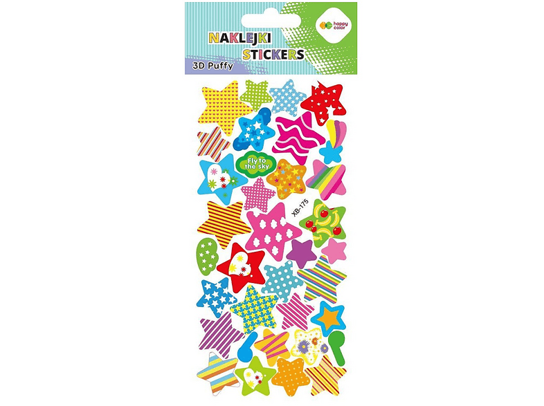 Naklejki HAPPY COLOR 3D PUFFY Colorful Stars 9.5x22 cm Wielokolorowy