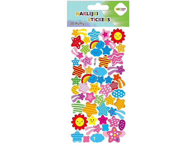 Naklejki HAPPY COLOR 3D PUFFY Sky Stars 9.5x22 cm Wielokolorowy