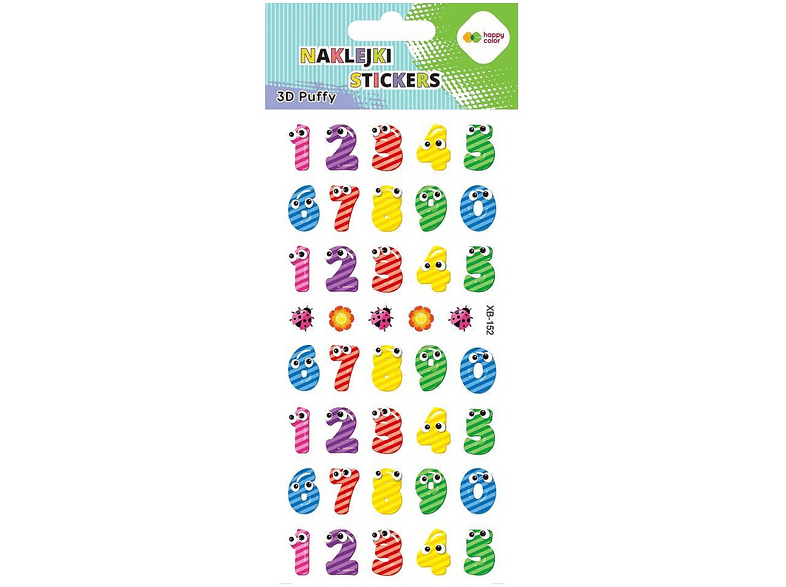 Naklejki HAPPY COLOR 3D PUFFY Happy Numbers 9.5x22 cm Wielokolorowy