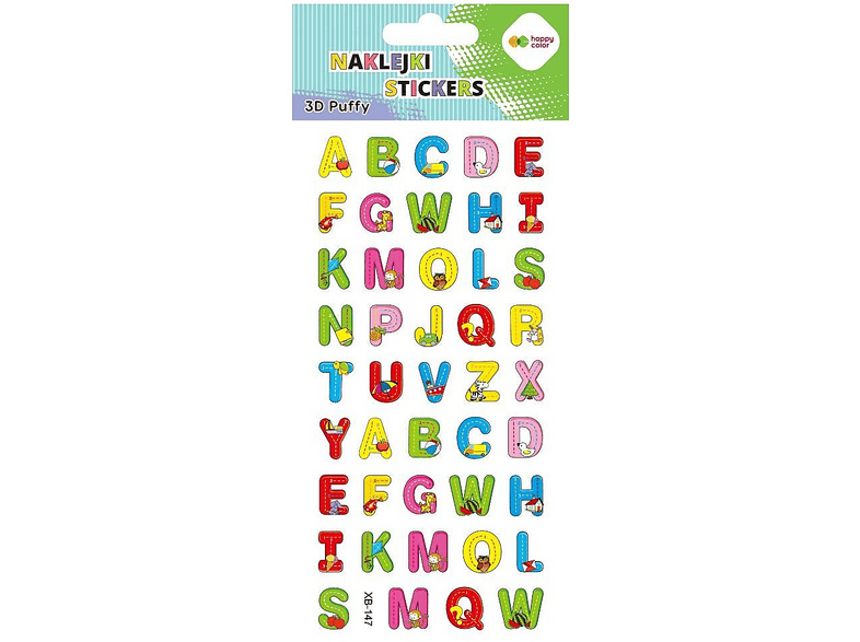 Naklejki HAPPY COLOR 3D PUFFY Animal Letters 9.5x22 cm Wielokolorowy
