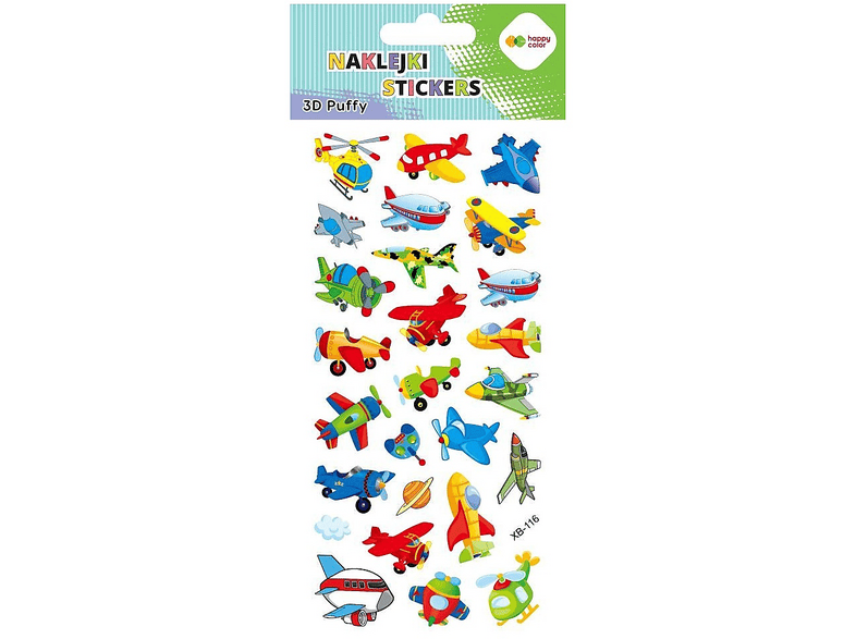 Naklejki HAPPY COLOR 3D PUFFY Funny Aircraft 9.5x22 cm Wielokolorowy