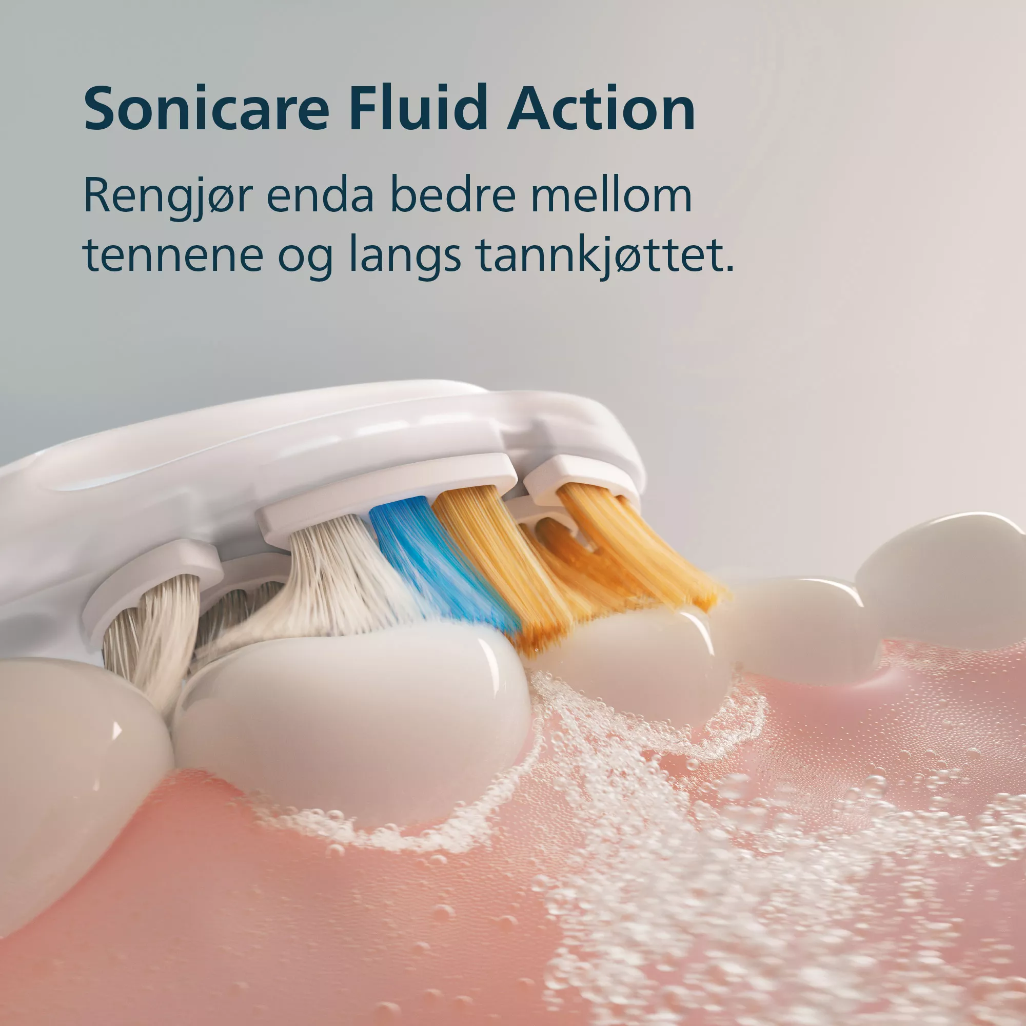 A Sonicare fogkefe folyadékhatással és habbal tisztítja a fogakat.