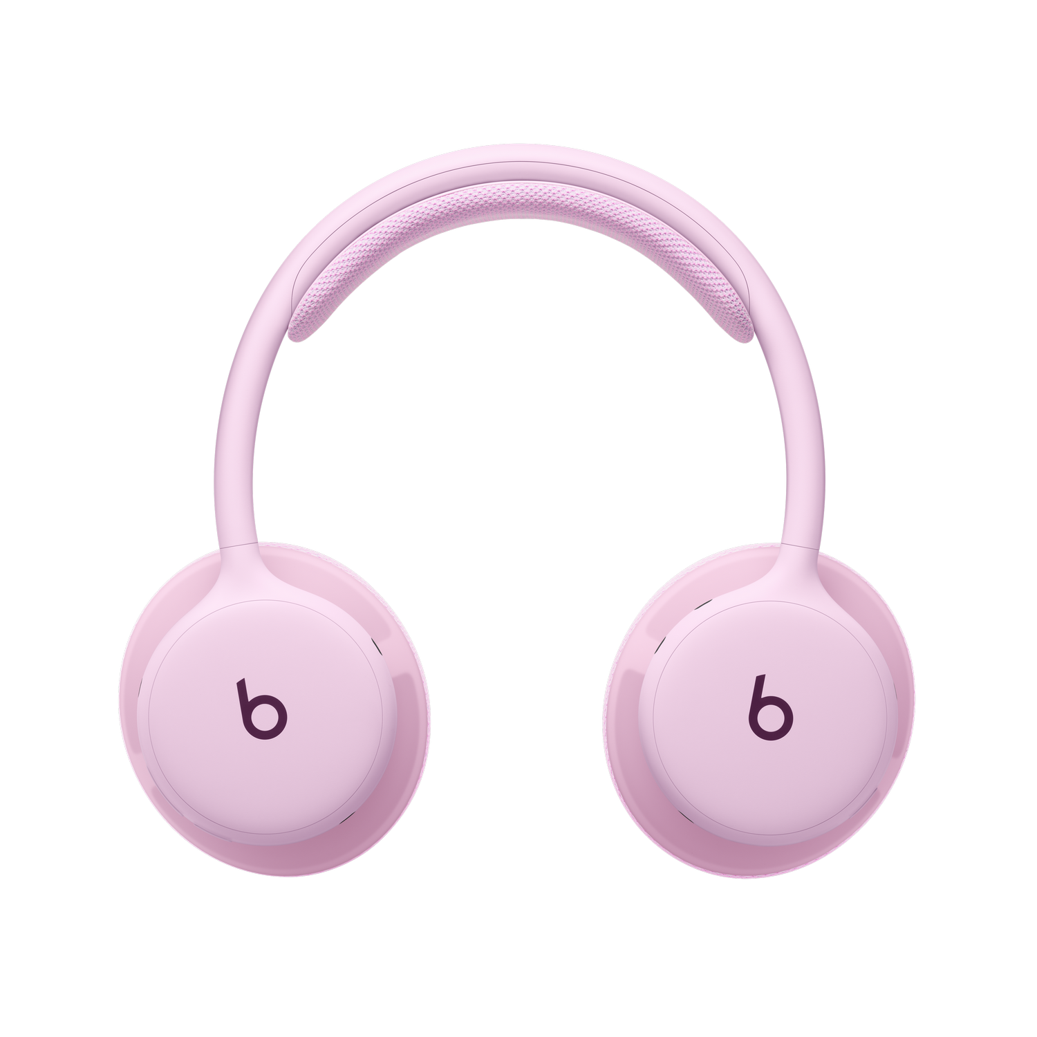 Auriculares supraaurales inalámbricos rosas con el logo de Beats sobre fondo negro.