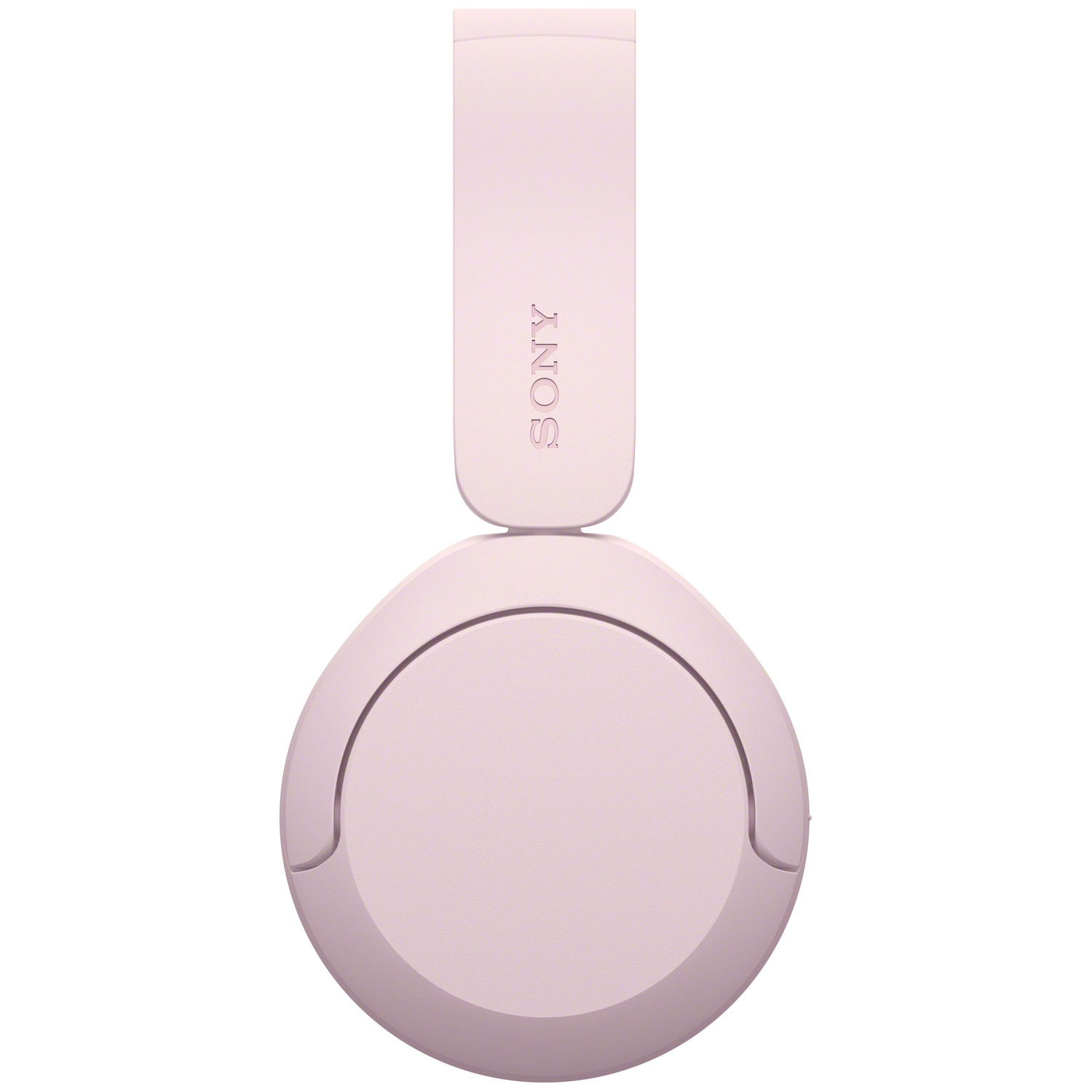 Casque Sony rose sur fond blanc, photographié de profil.