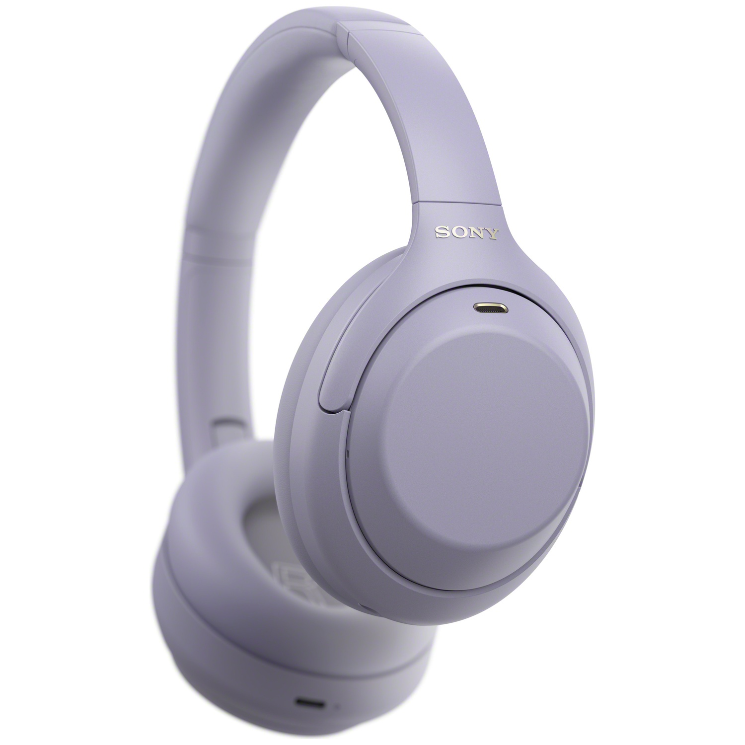 Casque supra-auriculaire Sony lilas sur fond blanc.