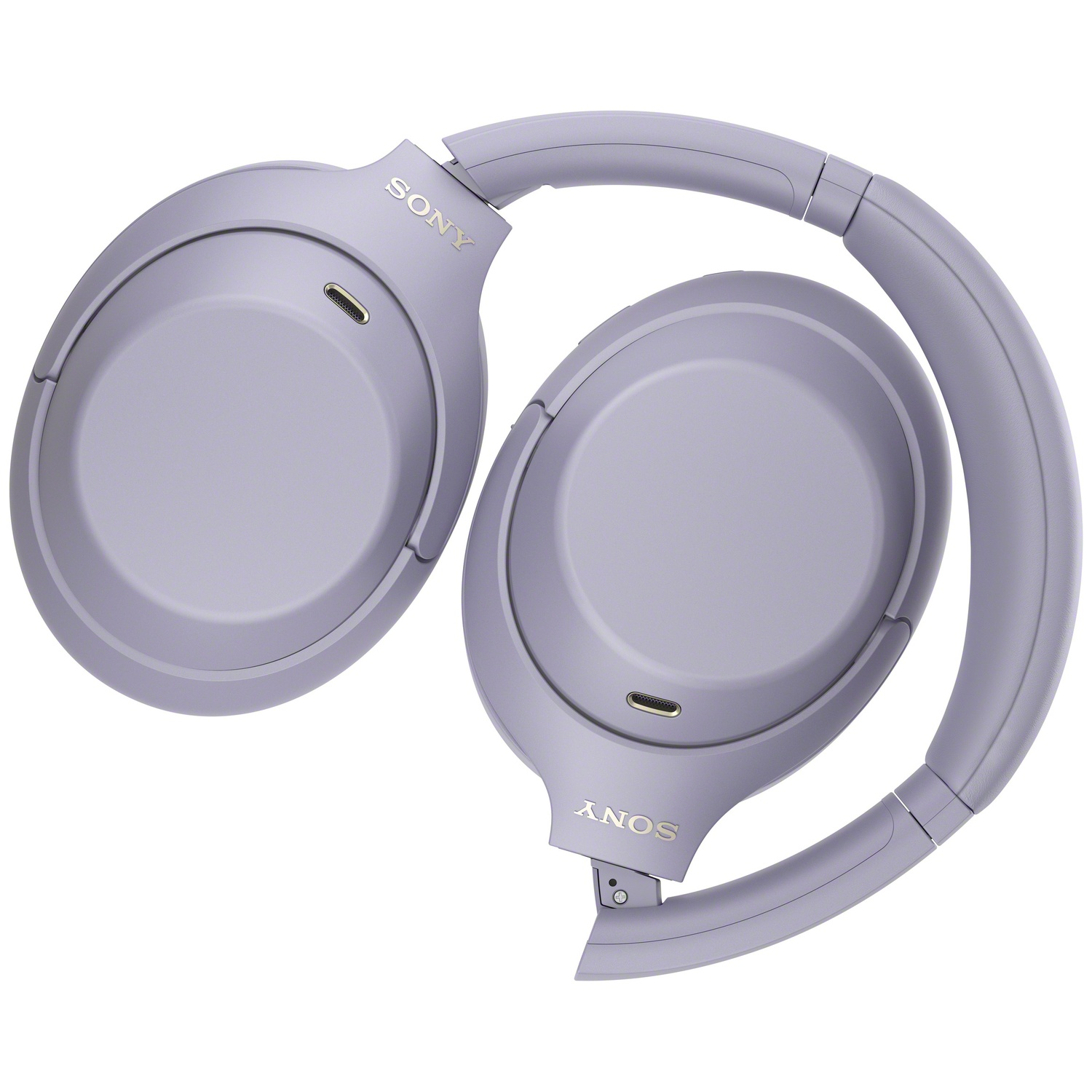 Casque sans fil Sony lavande présenté sur fond blanc.