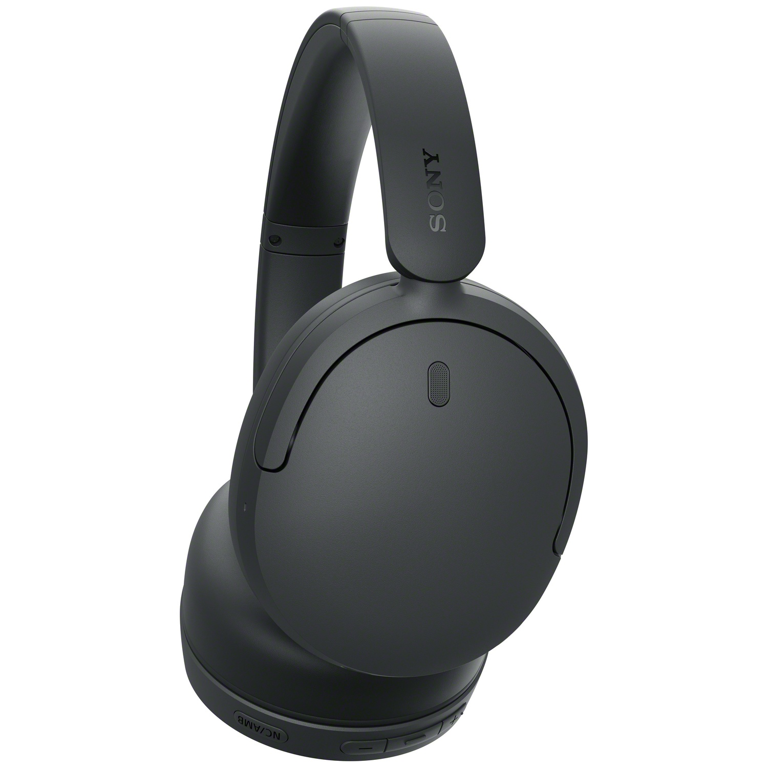 Casque supra-auriculaire Sony noir avec microphone et boutons sur fond blanc.