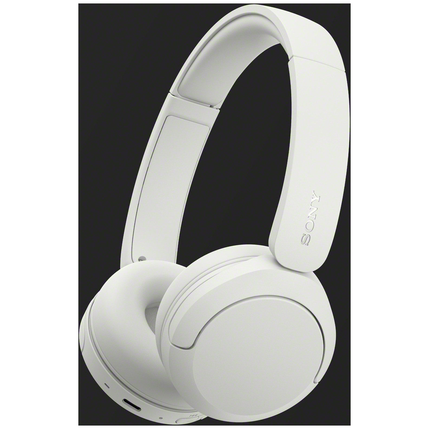Casque supra-auriculaire blanc de Sony sur fond noir.