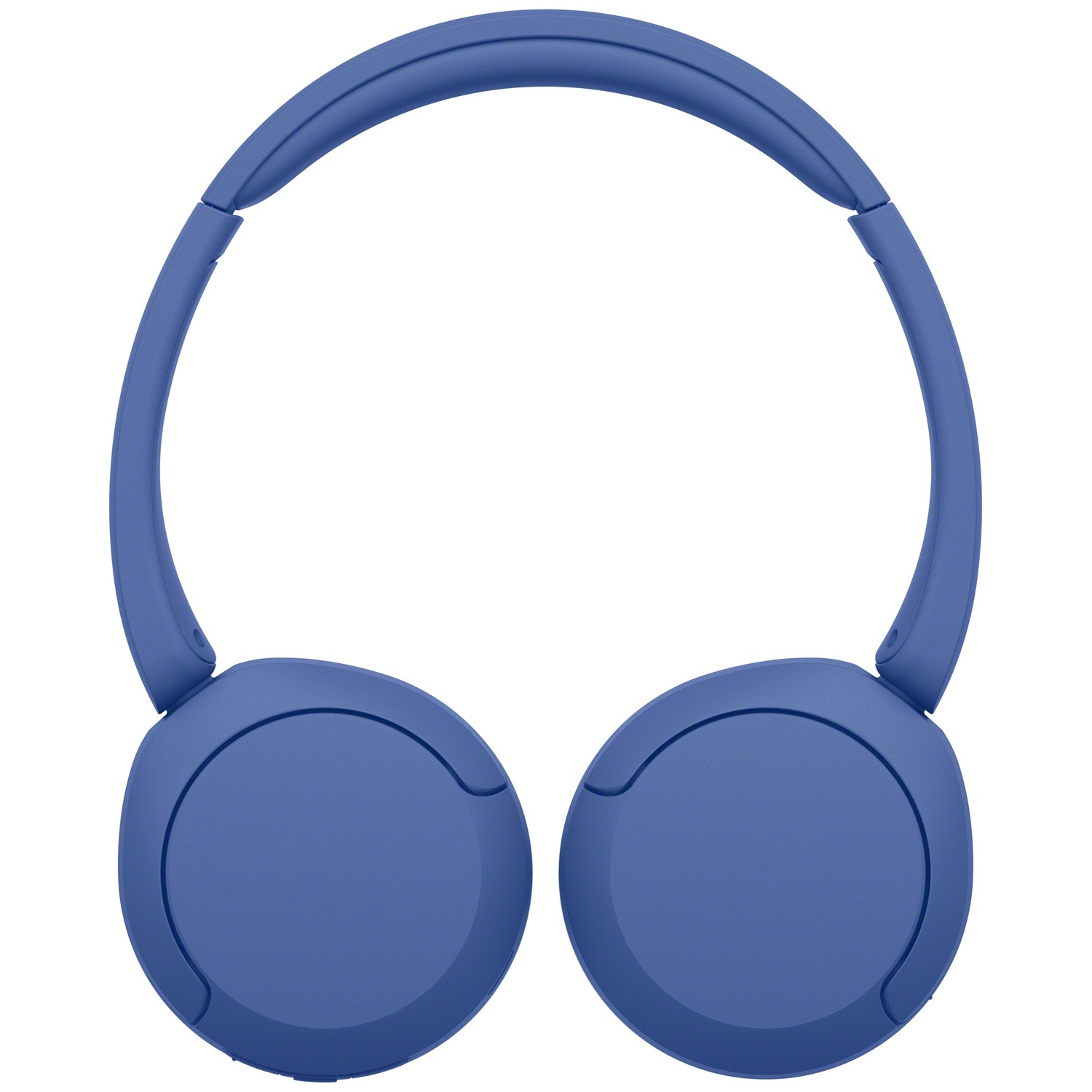 Casque supra-auriculaire bleu avec bandeau réglable et oreillettes rondes sur fond blanc.