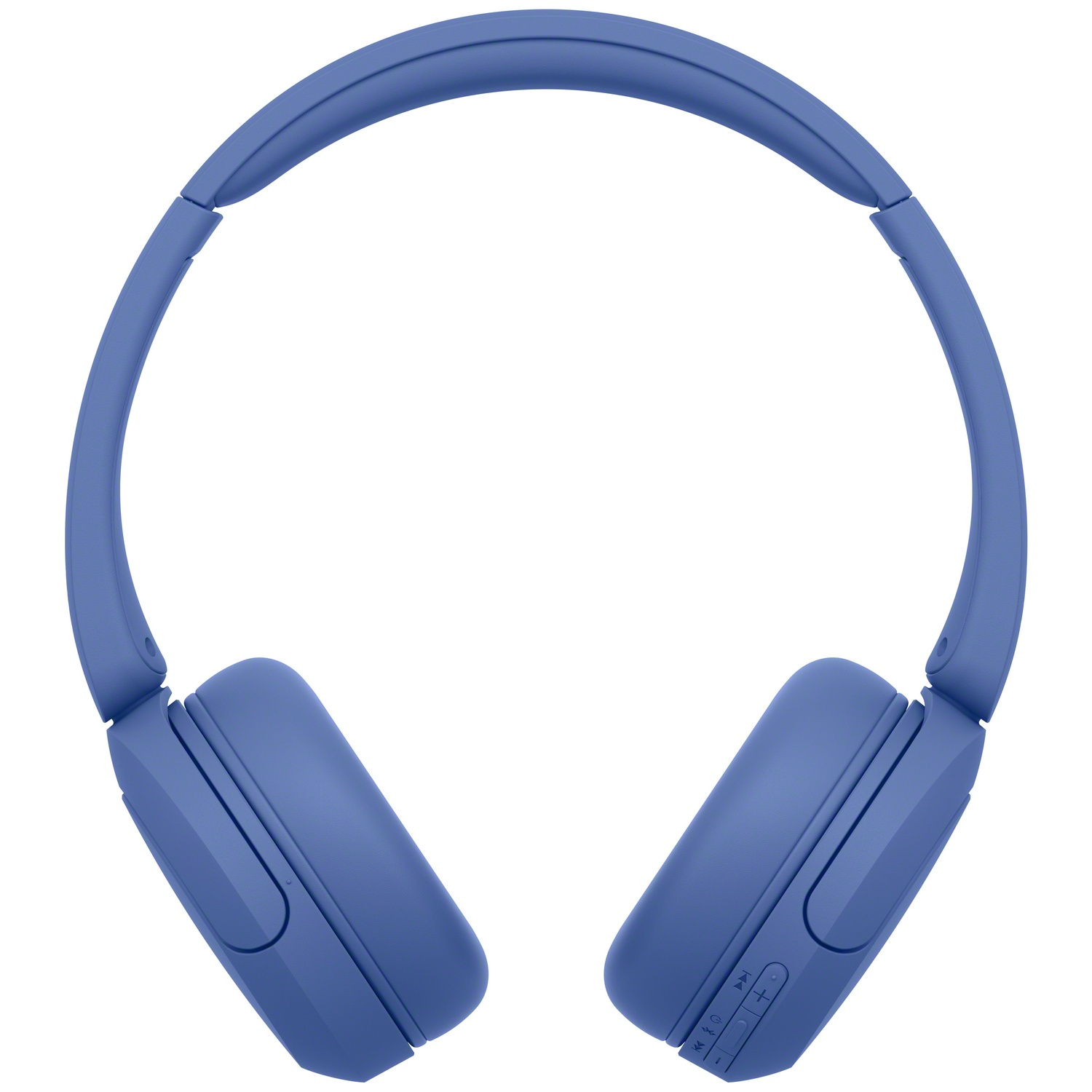Casque supra-auriculaire bleu avec bandeau réglable et boutons de commande.