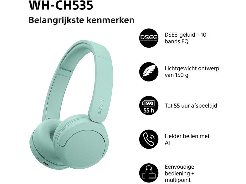 Sony WH-CH535 Casque Sans Fil Supra-Auriculaire