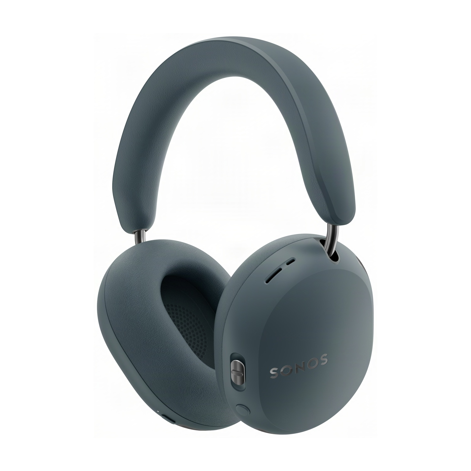 Cuffie over-ear Sonos blu scuro con archetto imbottito su sfondo bianco.