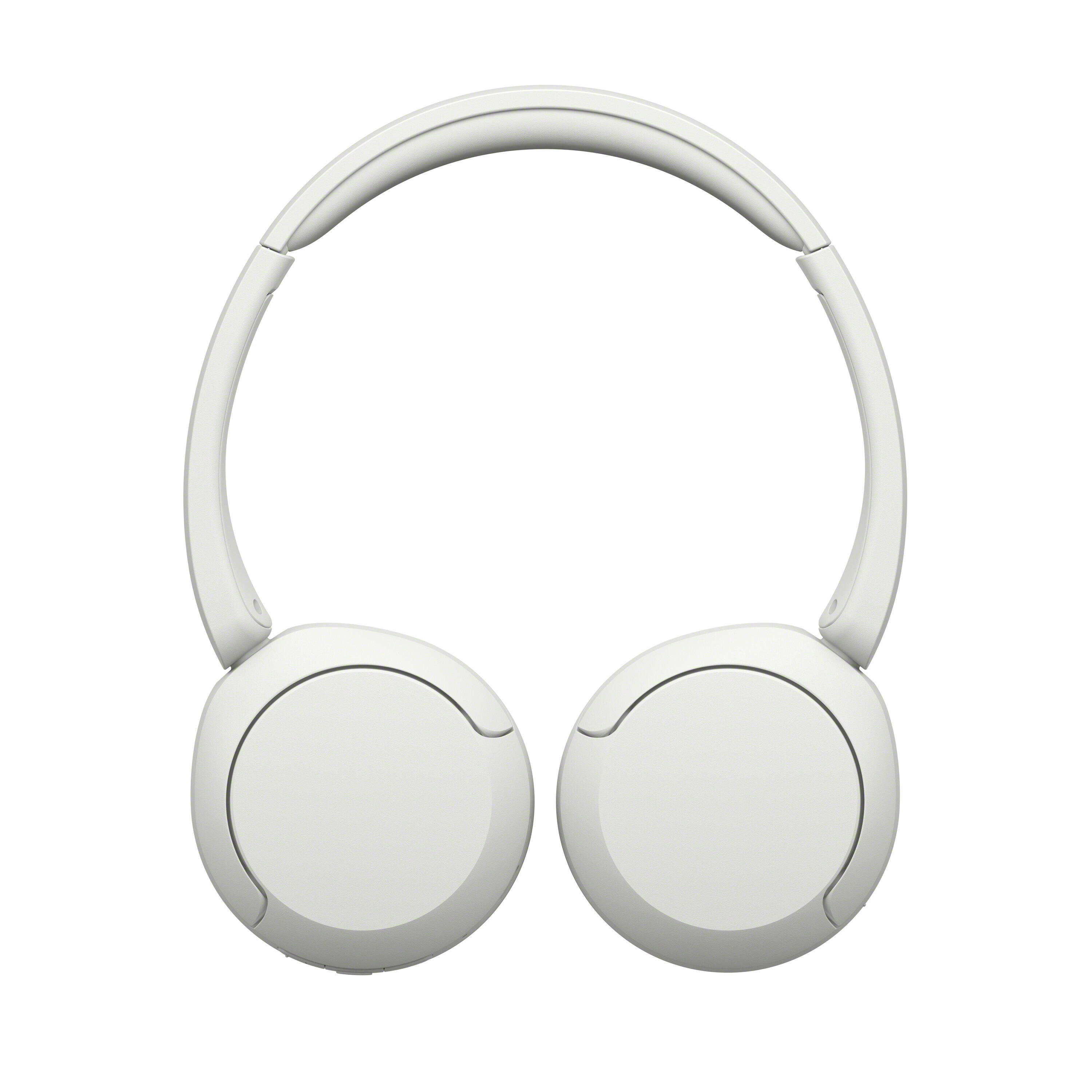 Simples auriculares supraurales blancos sobre un fondo blanco.