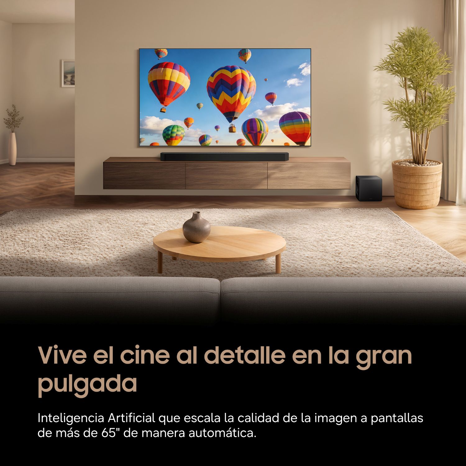 Vive el cine al detalle en la gran pulgada
Inteligencia Artificial que escala la calidad de la imagen a pantallas de más de 65” de manera automática.
