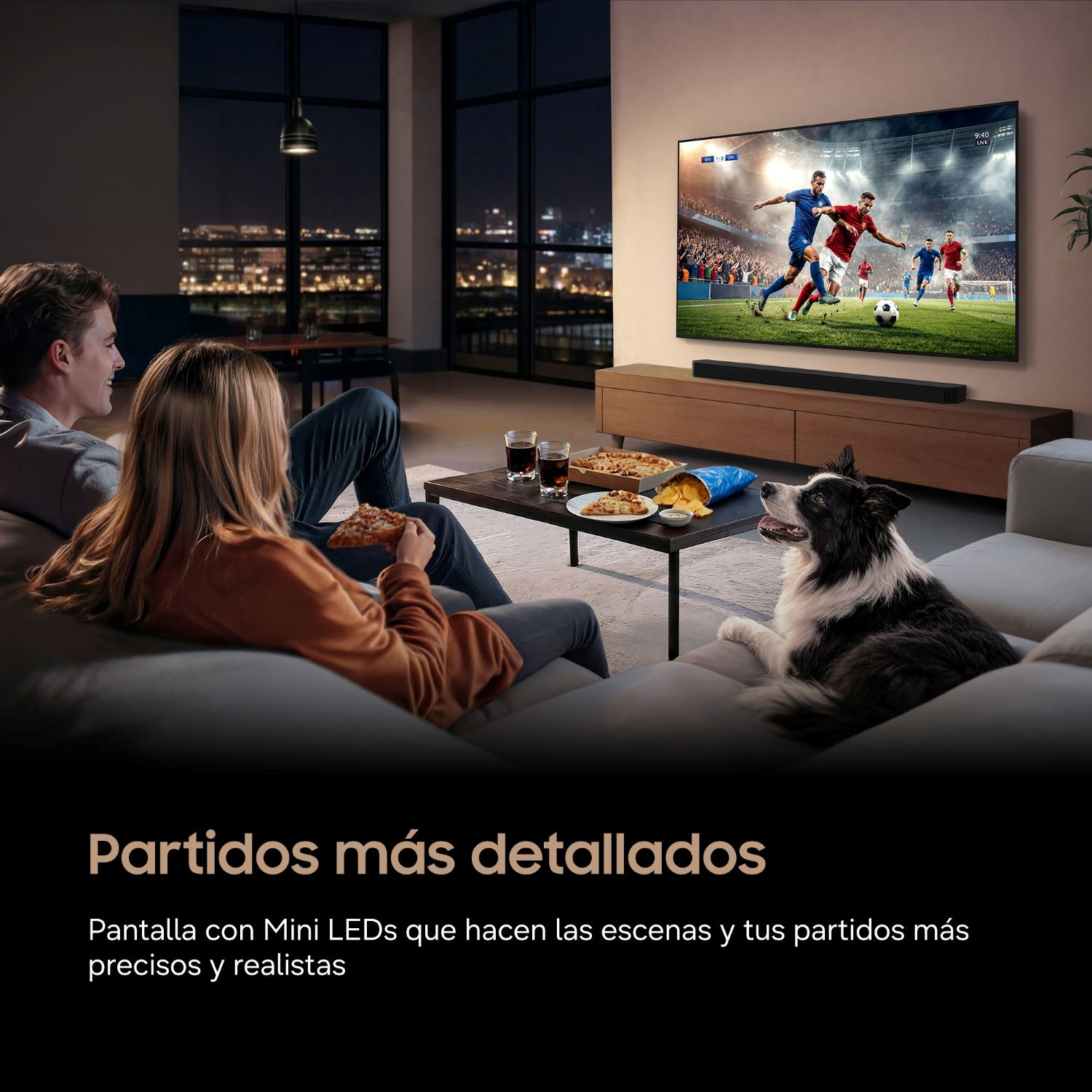 Partidos más detallados
Pantalla con Mini LEDs que hacen las escenas y tus partidos más precisos y realistas.