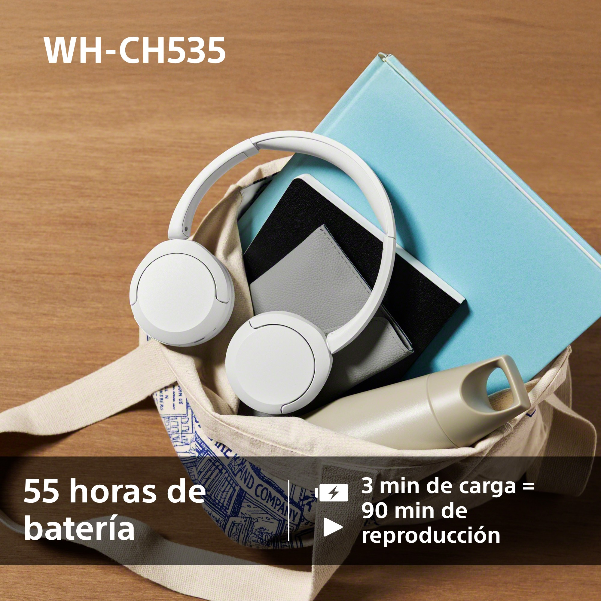 55h de batería. 3min de carga = 90 min de reproducción.