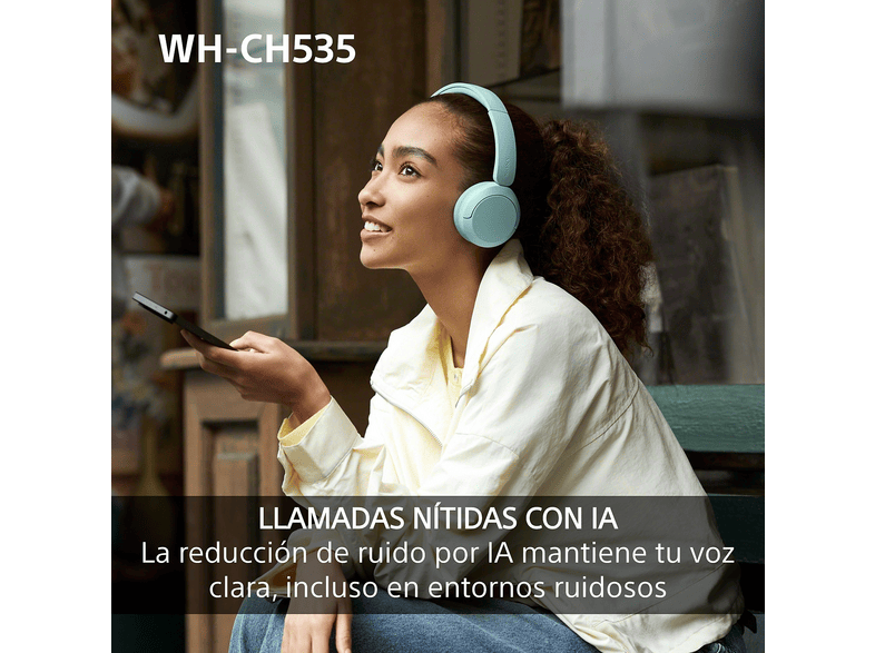 Auriculares inalámbricos - Sony WH-CH535G, Bluetooth 6.0, 55 h batería, Carga rápida, 360 Reality Audio, Conexión multipunto, Diadema, Verde – imagen 2