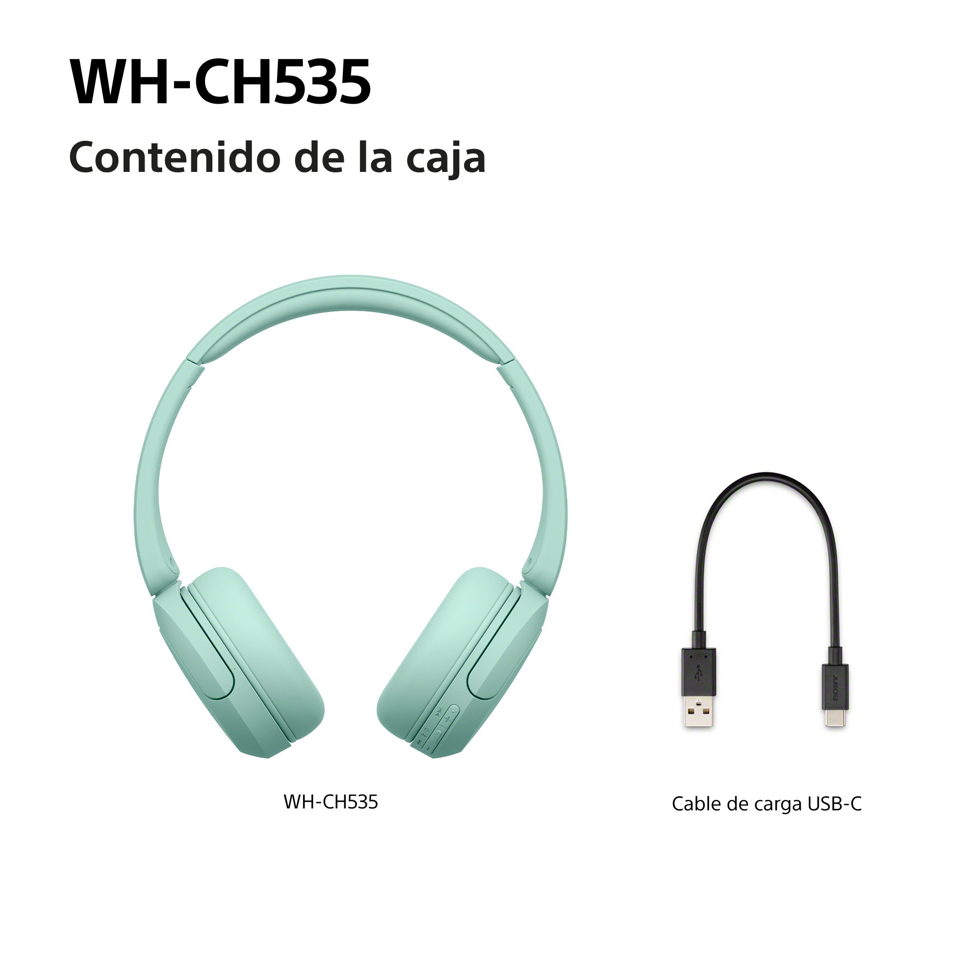 Contenido de la caja: WH-CH535 y Cable de carga USB-C.