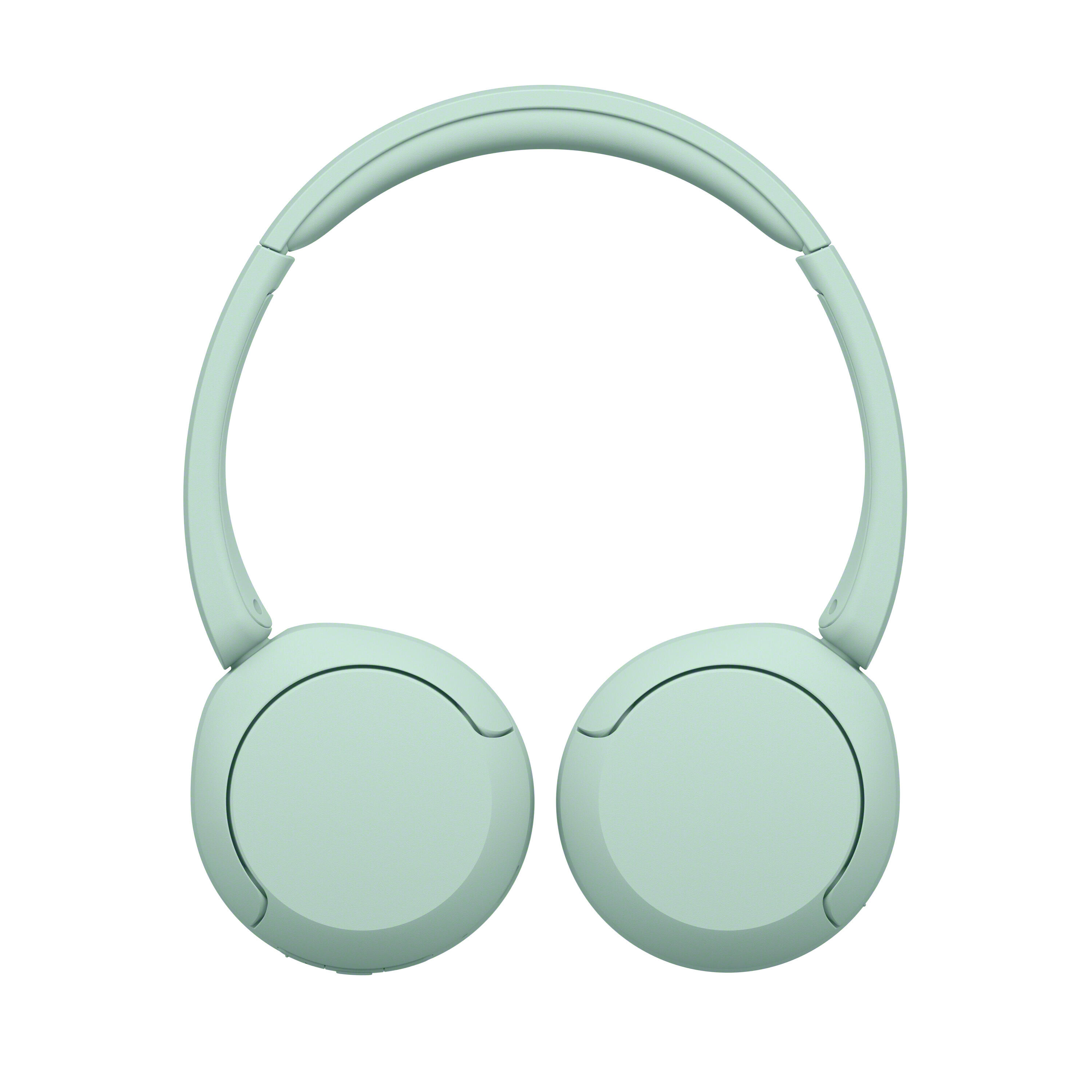 Auriculares supraaurales verde claro con diadema ajustable sobre fondo blanco.