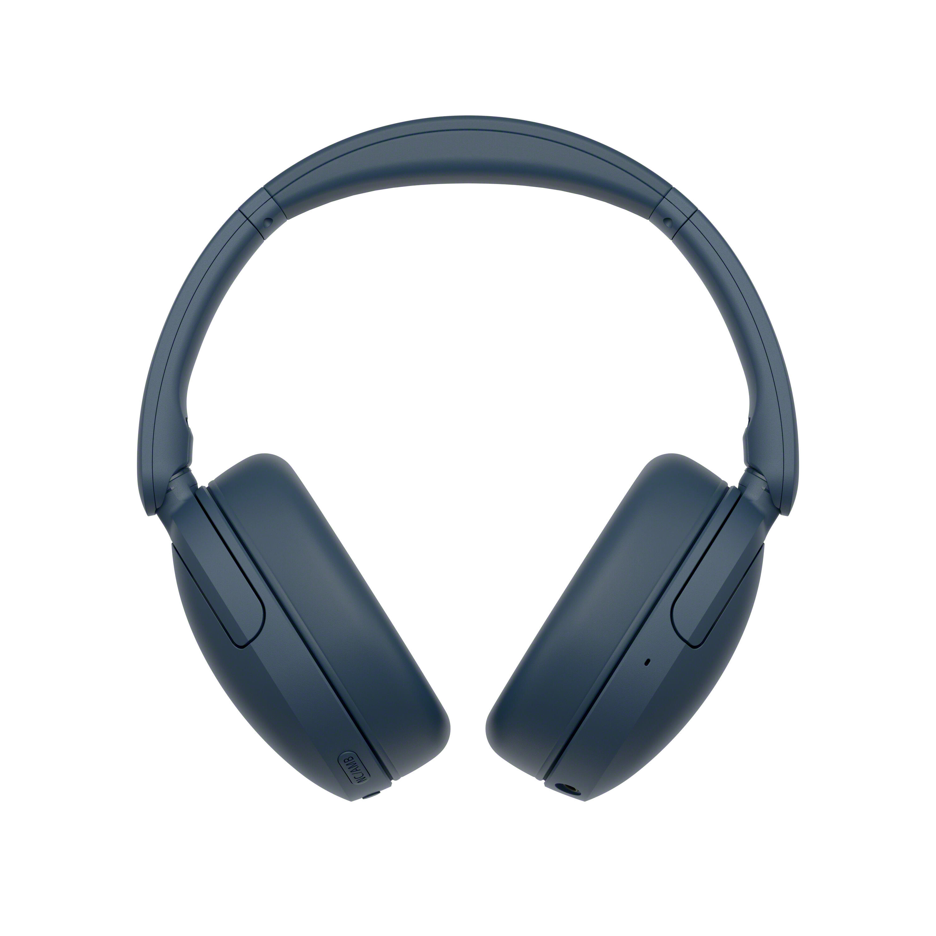 Auriculares supraaurales de color azul oscuro sobre fondo blanco.
