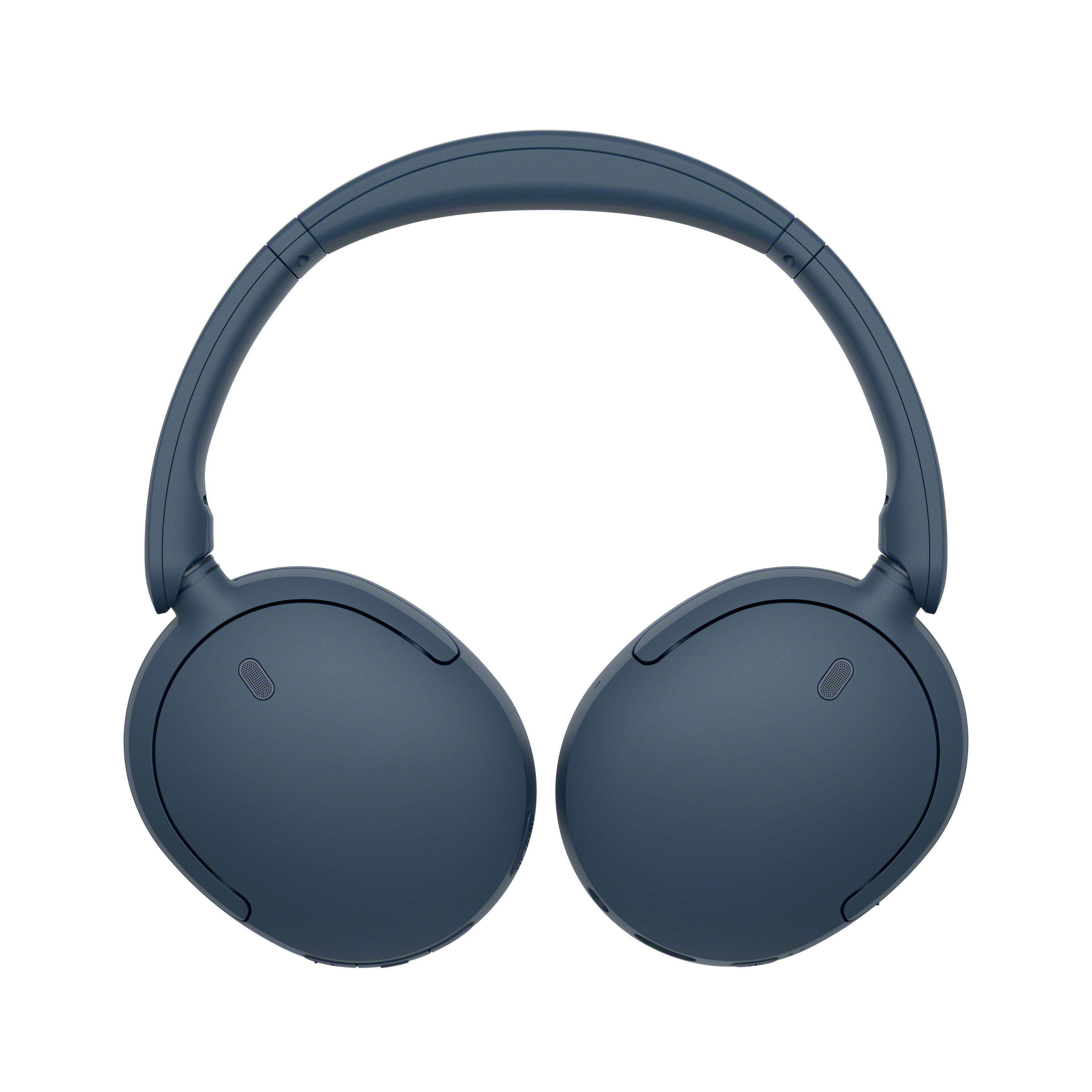 Auriculares supraaurales de color azul oscuro sobre fondo blanco.