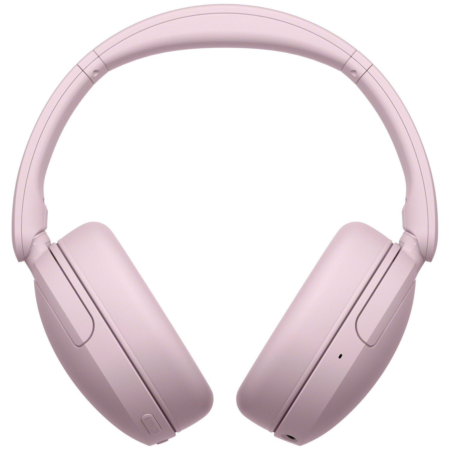 Casque supra-auriculaire rose clair moderne sur fond blanc.