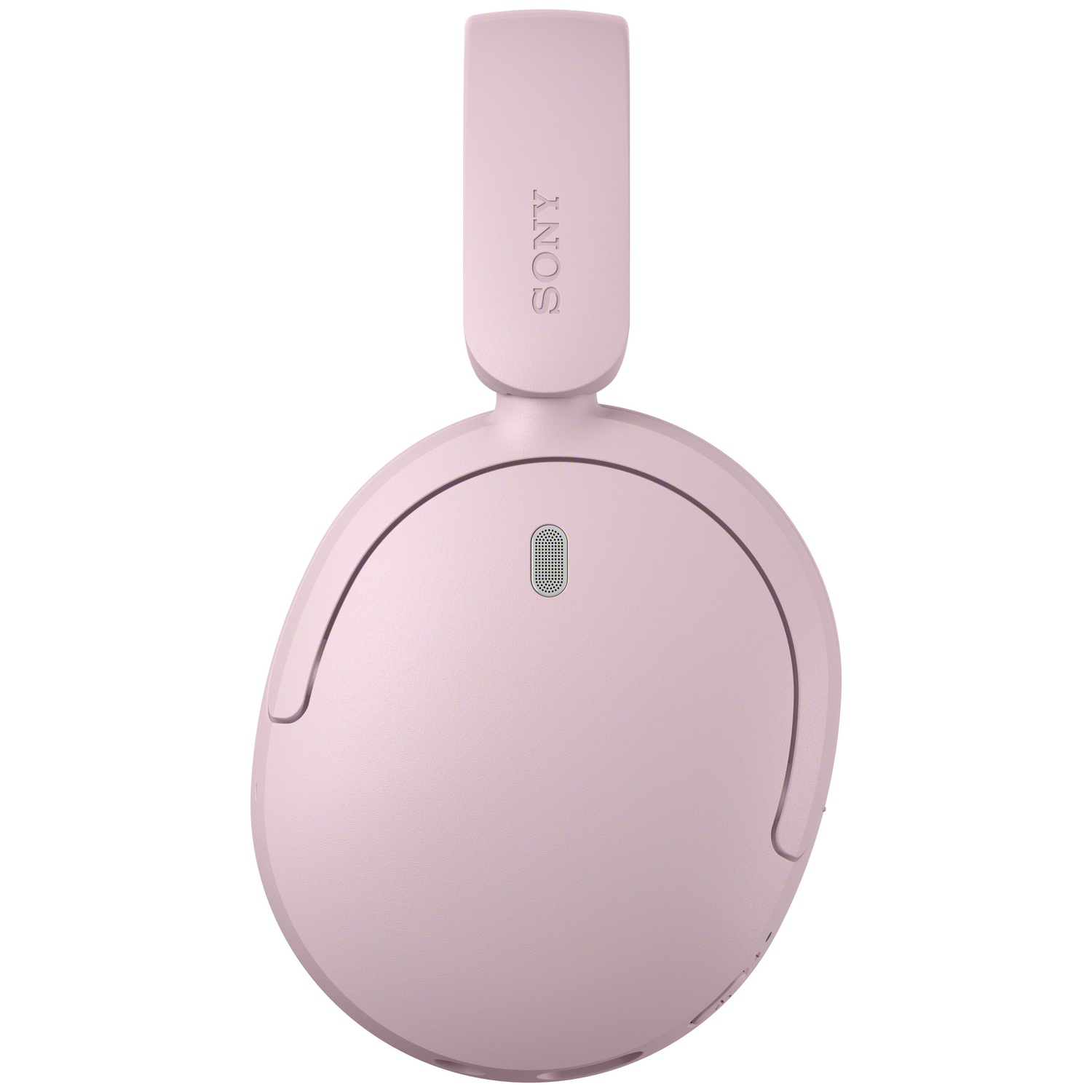 Vue de face de casque supra-auriculaire Sony rose clair sur fond blanc.