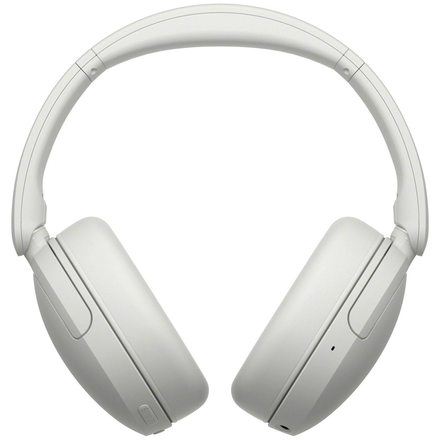 Casque supra-auriculaire blanc avec oreillettes rembourrées sur fond blanc.