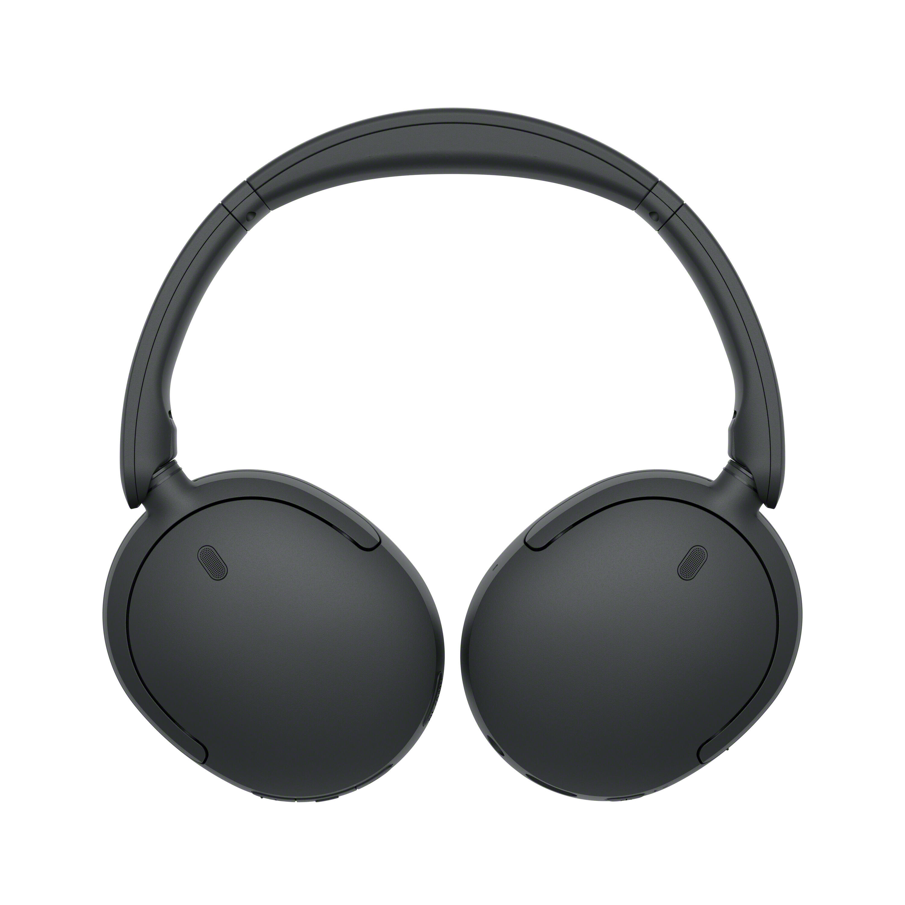 Auriculares supraaurales negros con diadema ajustable sobre fondo blanco.