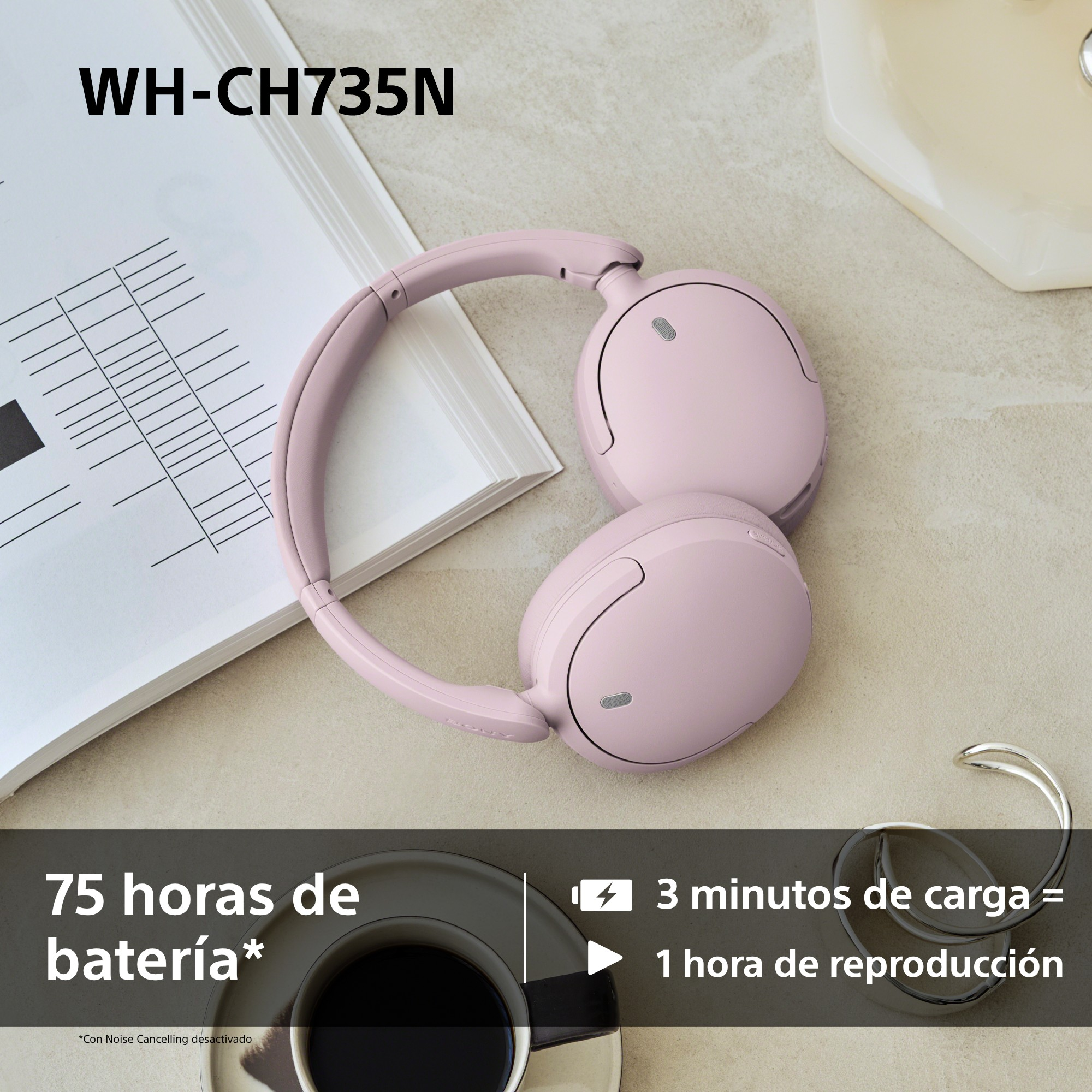 75h de batería. 3mins de carga = 1h de reproducción.
