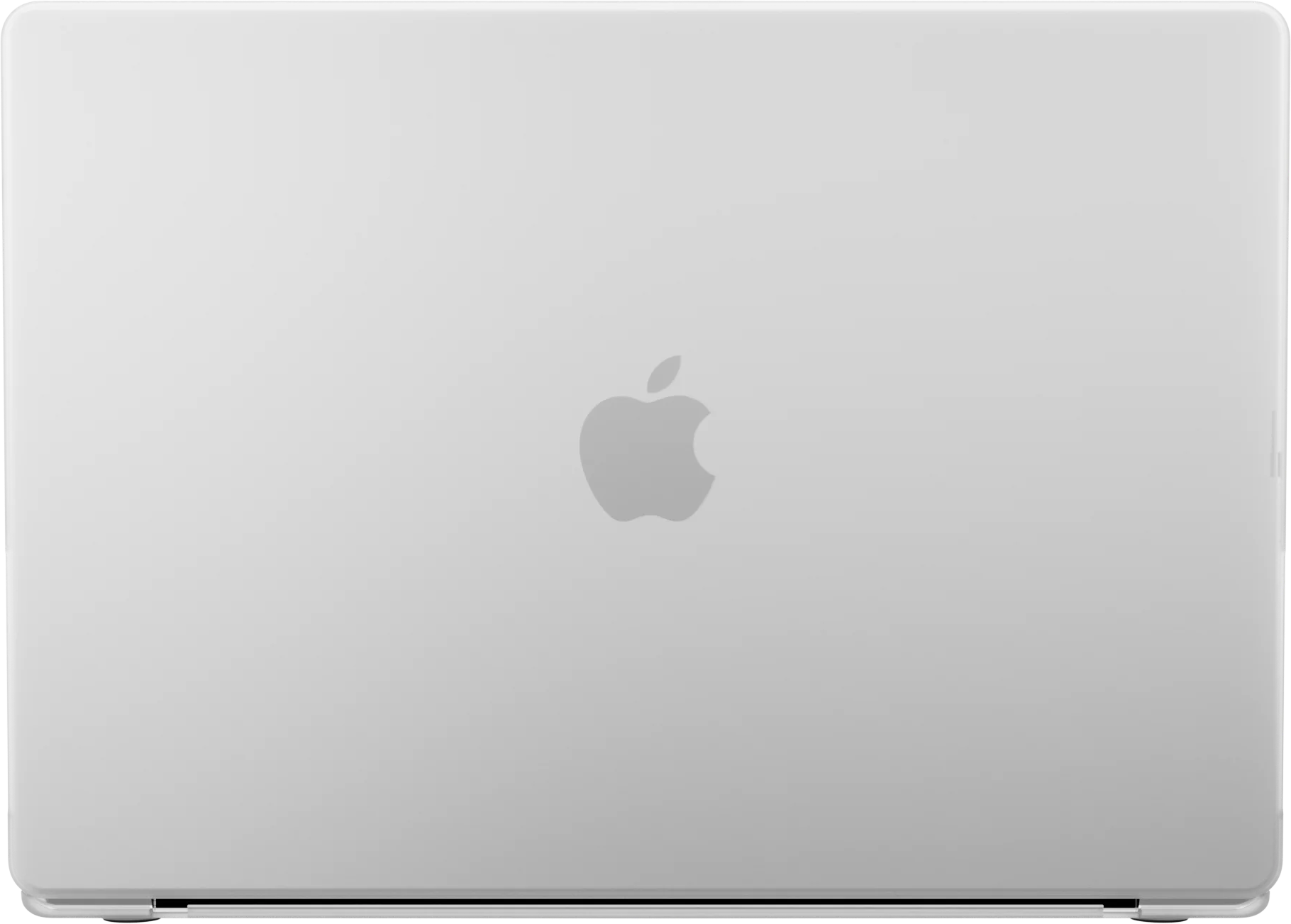 Zárt ezüst színű MacBook középen egy Apple logóval.