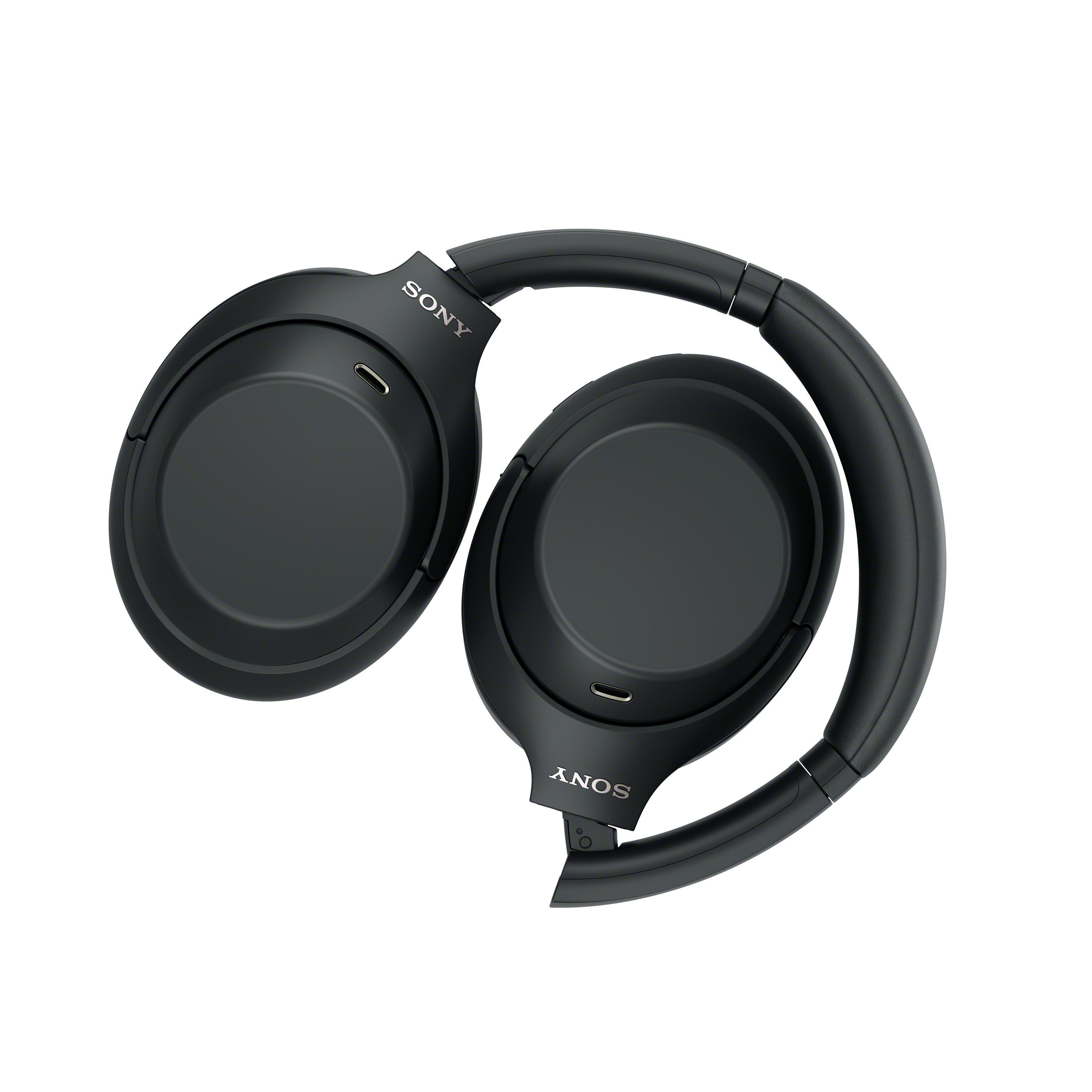 Schwarze Sony-Over-Ear-Kopfhörer auf weißem Hintergrund.