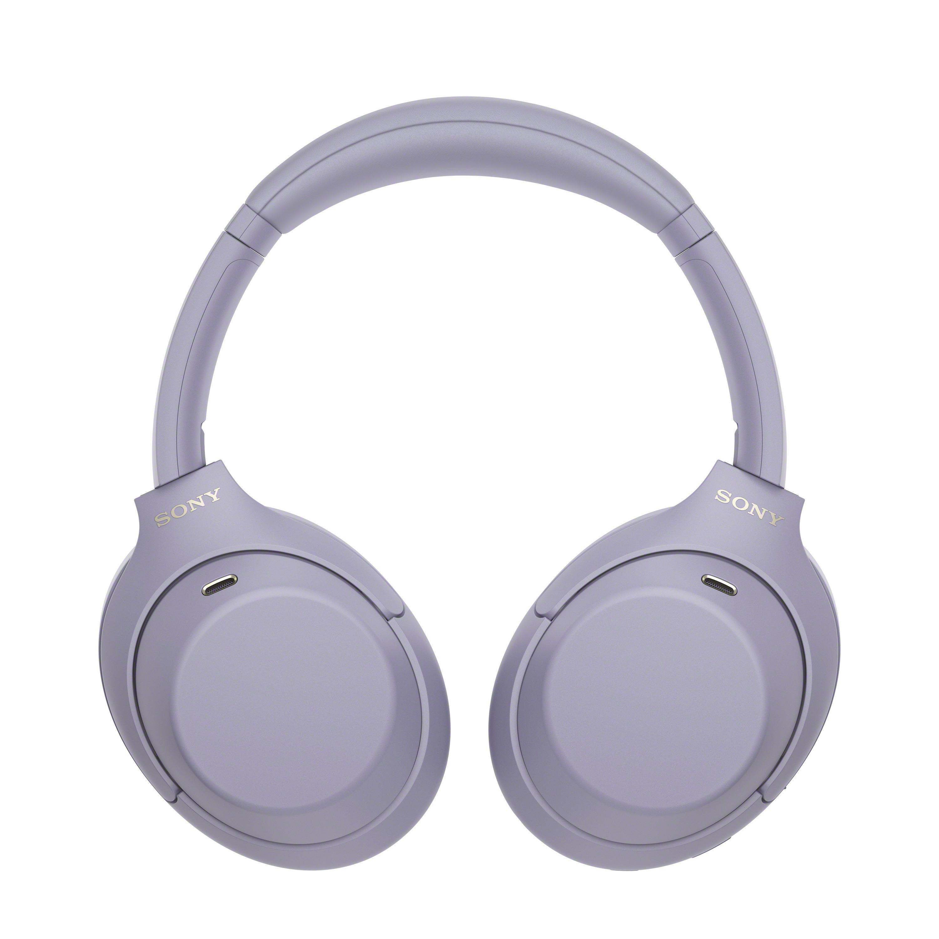 Lila Sony Over-Ear-Kopfhörer vor weißem Hintergrund.