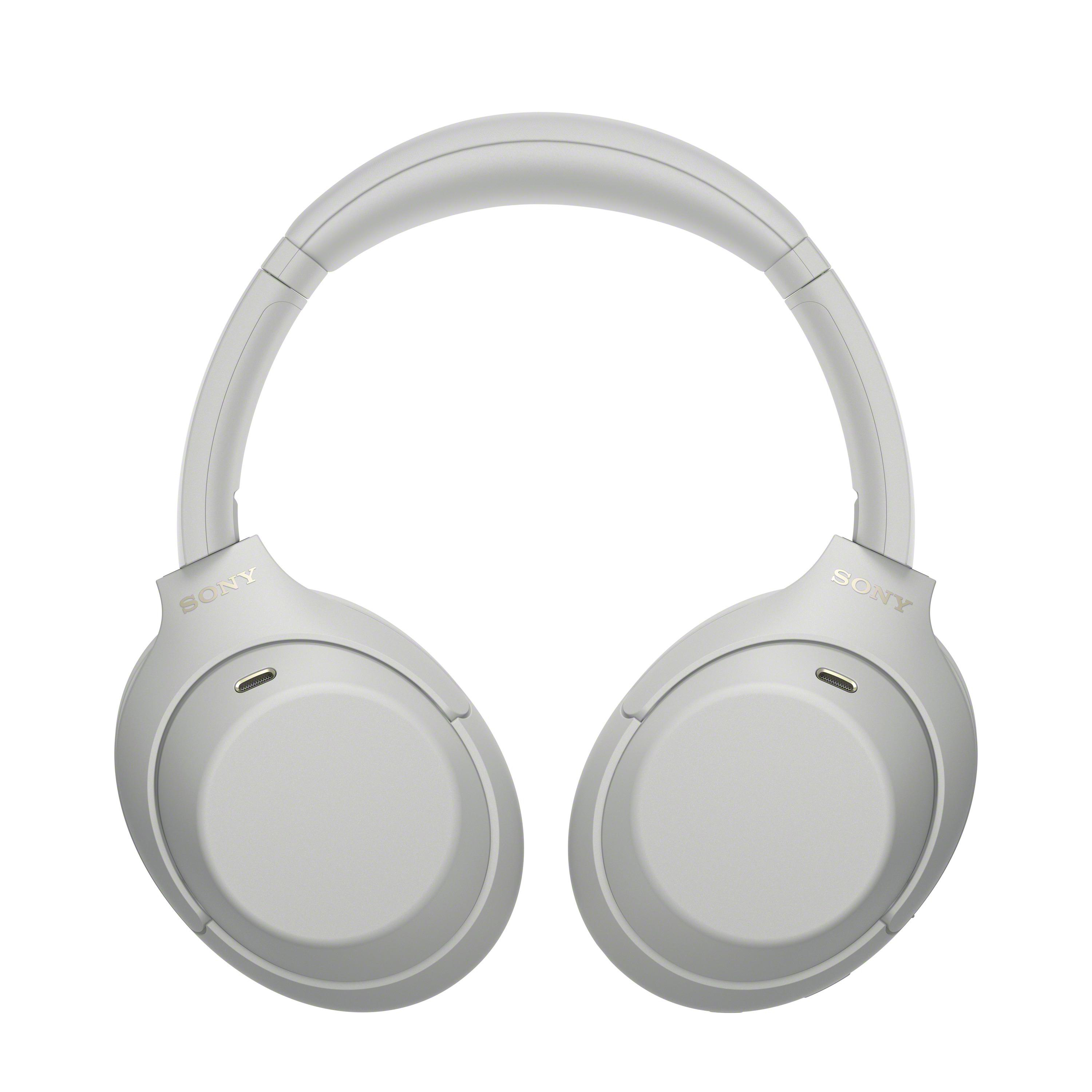 Graue Sony Over-Ear-Kopfhörer mit verstellbarem Bügel auf weißem Hintergrund.