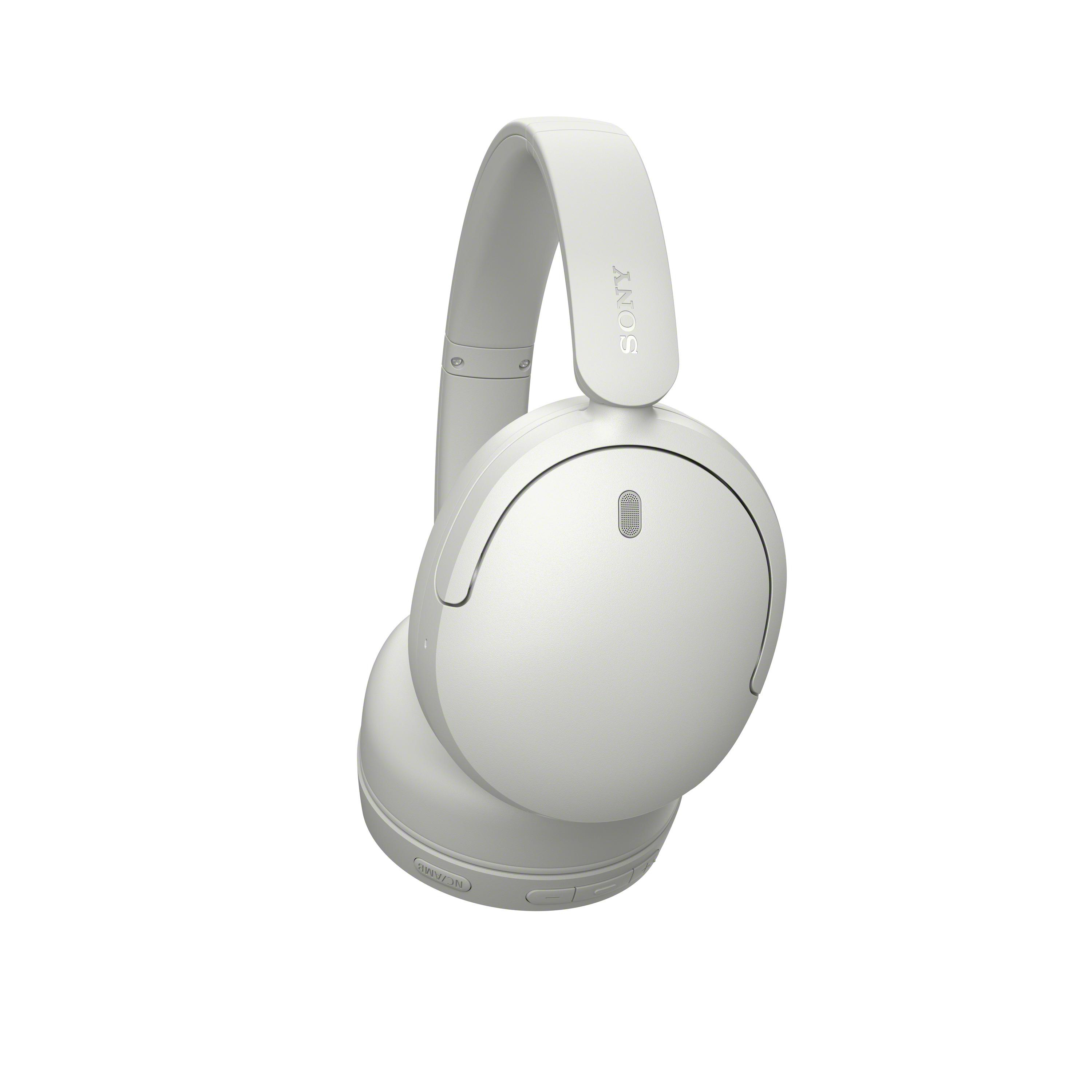 Weiße Sony Over-Ear-Kopfhörer auf weißem Hintergrund.