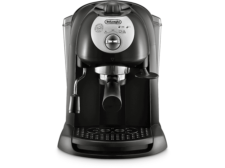 Macchina da Caffè Manuale Espresso e Cappuccino DE'LONGHI EC201.CD,B, Compatibile con Macinato o Cialde E.S.E., Spegnimento Automatico, Serbatoio Estraibile 1L, Potenza 1100W, Nero