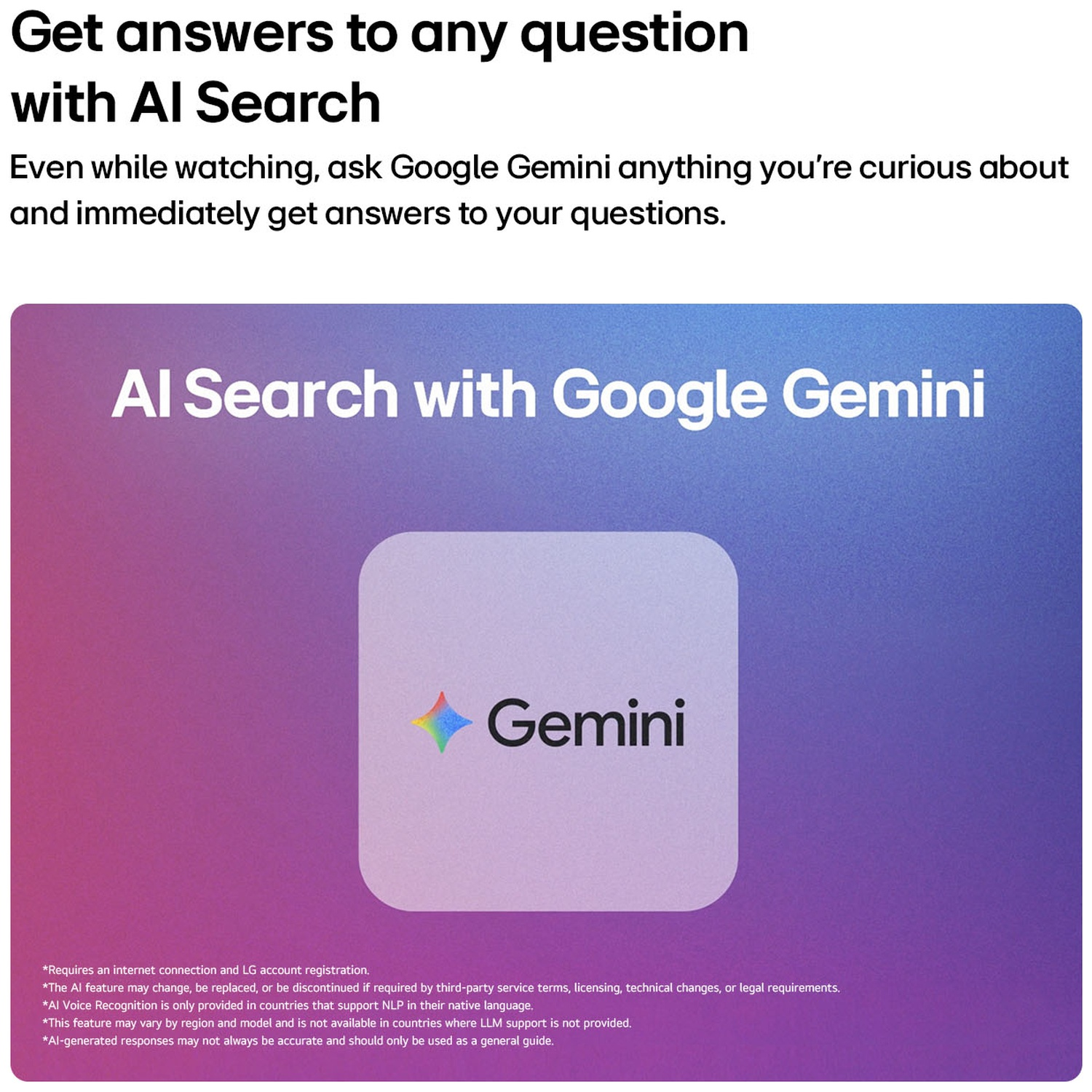 Promotional image for AI Search with Google Gemini on a blue-purple background with text details.