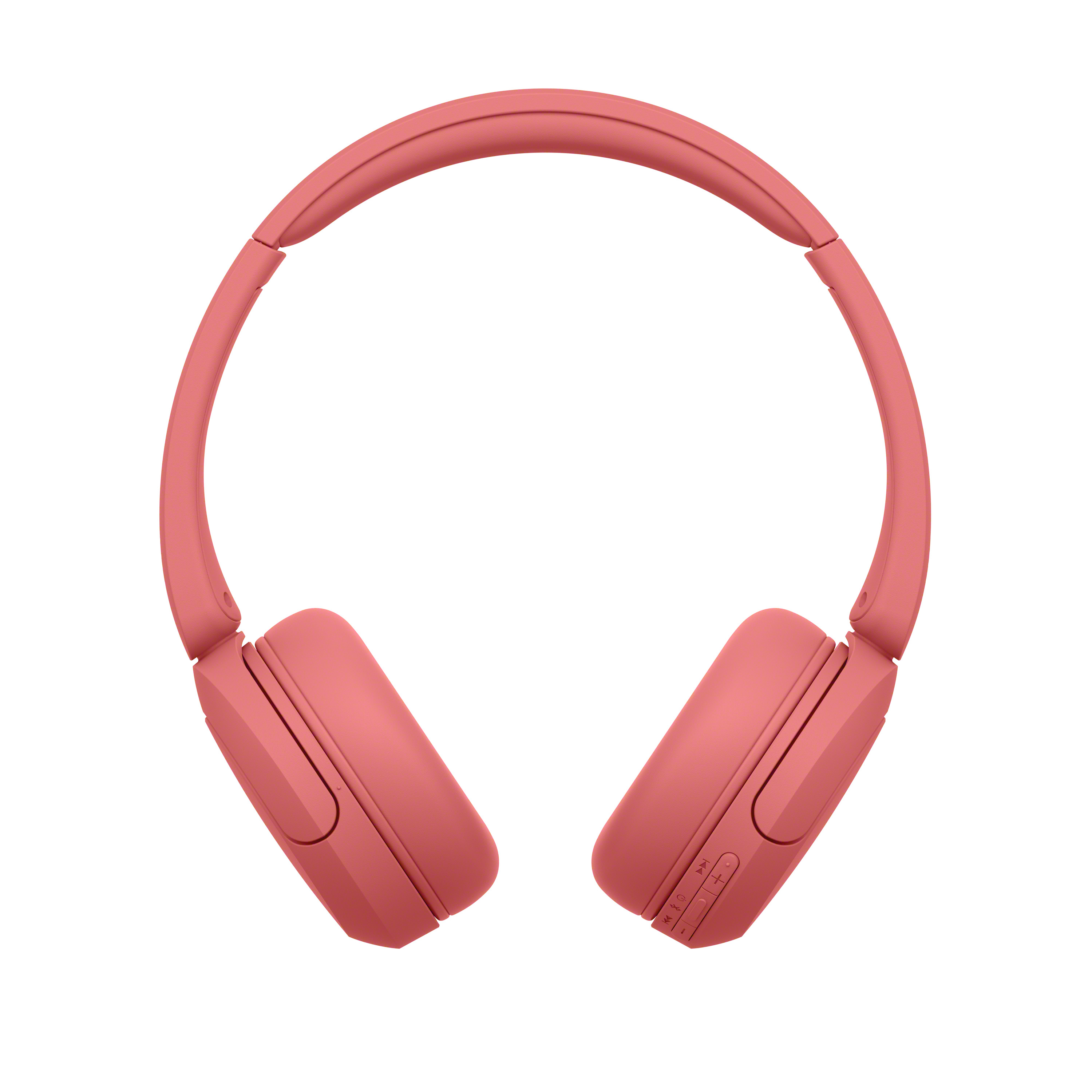 Rosa Over-Ear-Kopfhörer vor einem schlichten weißen Hintergrund.