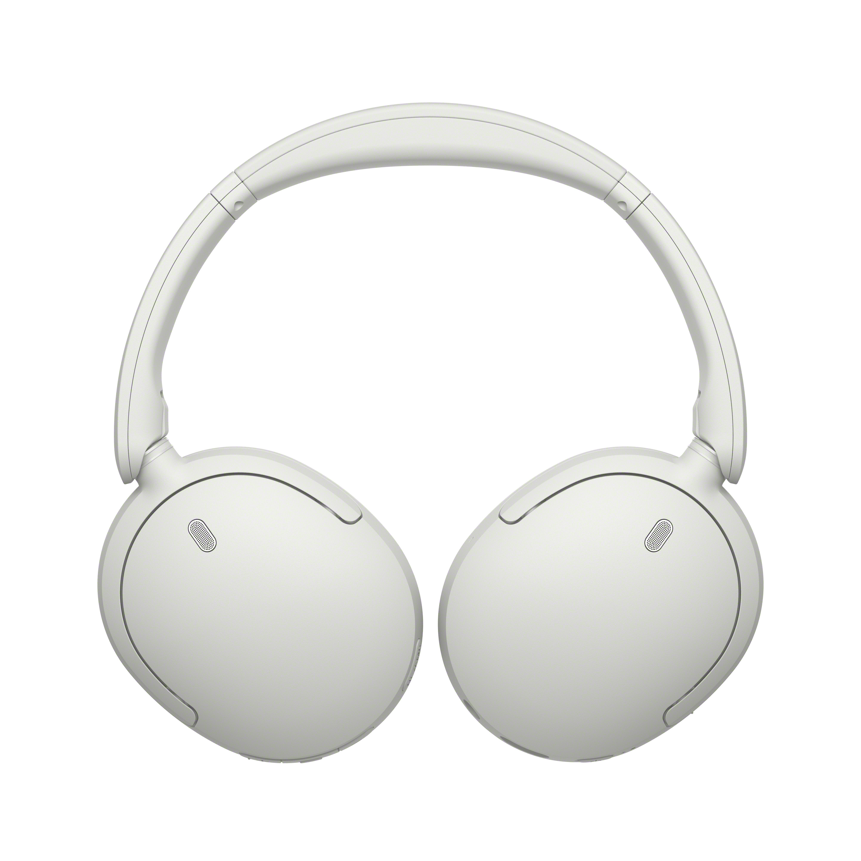 Cuffie over-ear bianche con archetto regolabile su sfondo bianco.