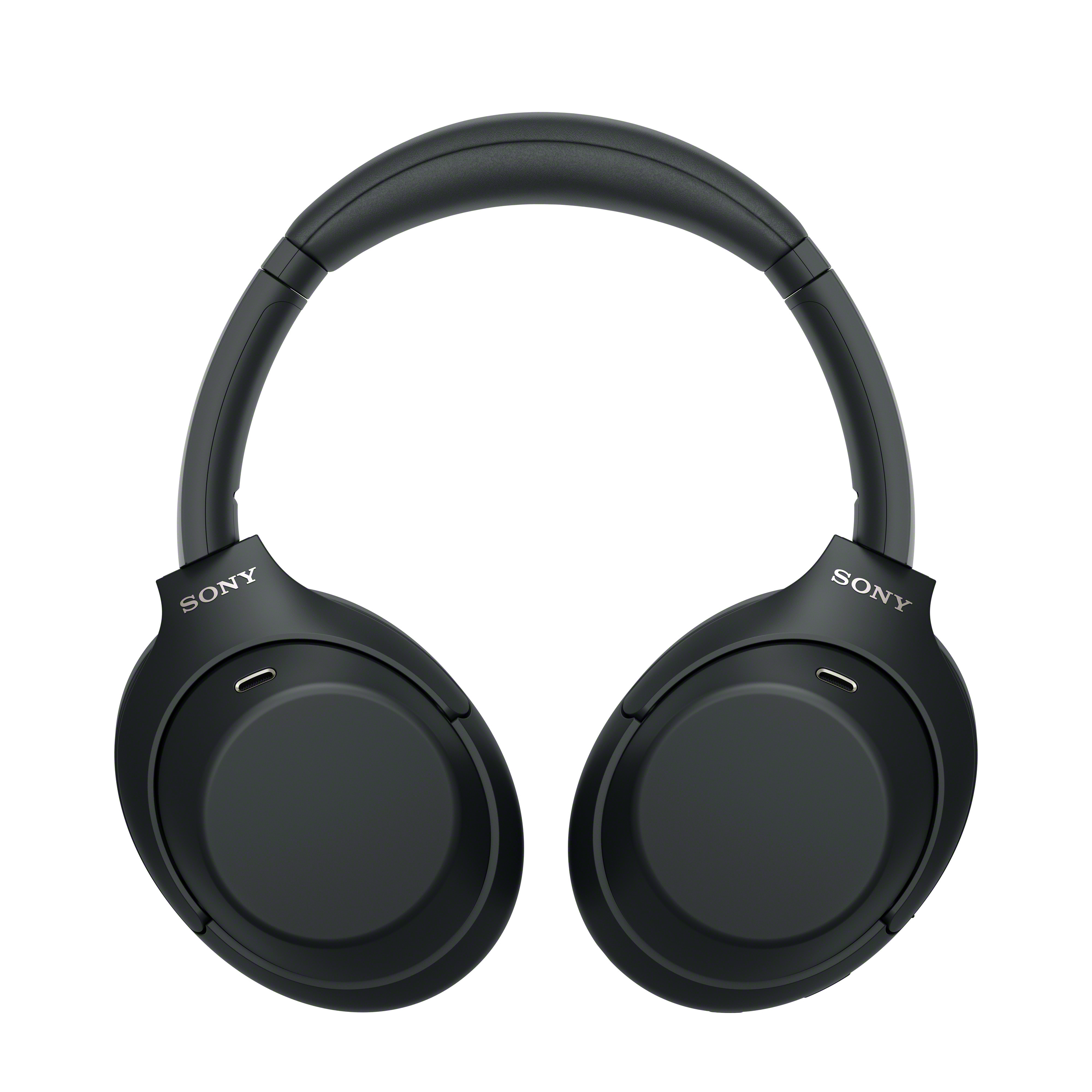 Schwarze Sony-Over-Ear-Kopfhörer auf weißem Hintergrund.
